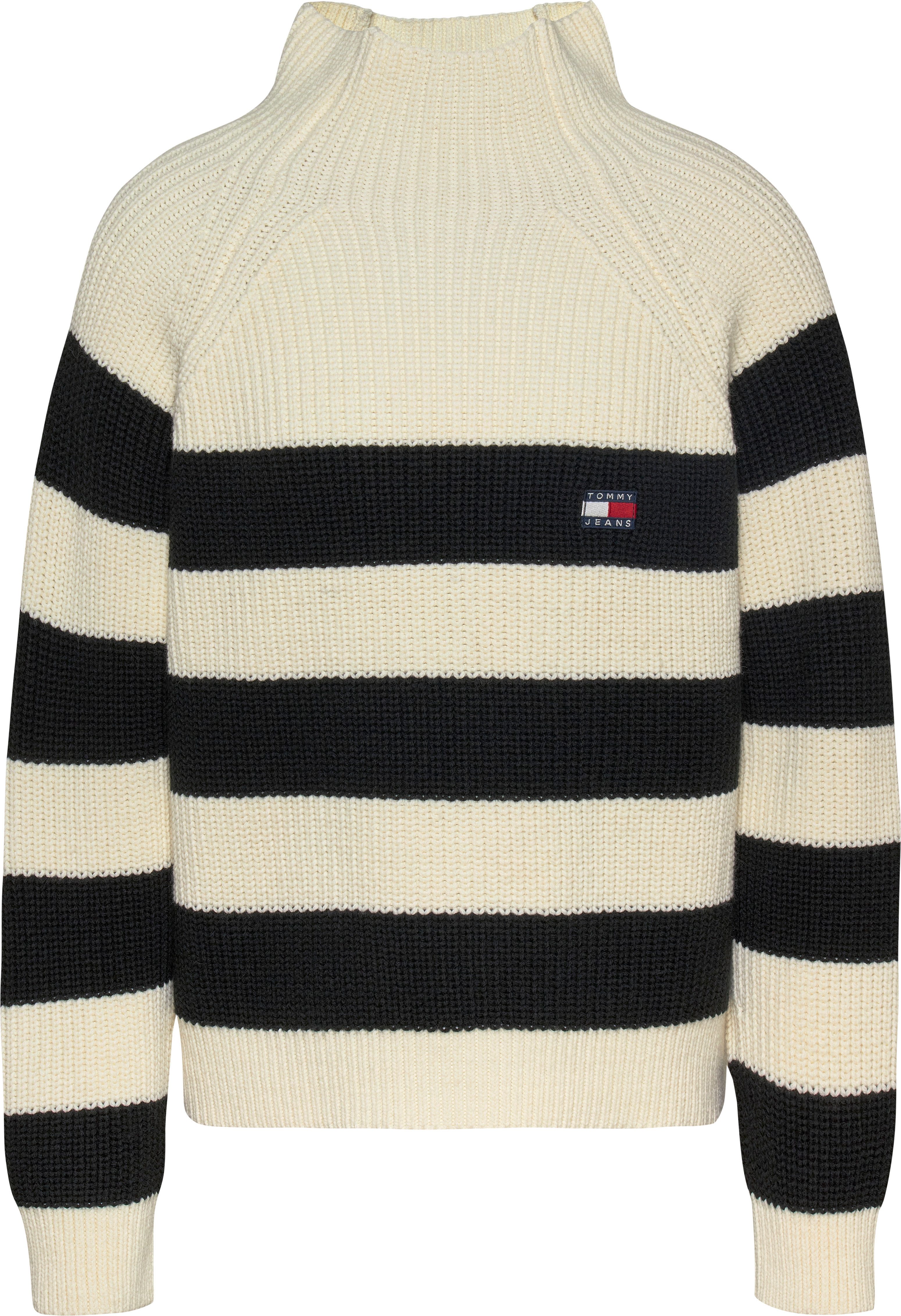 TOMMY JEANS Gebreide trui TJW STRIPE MOCKNCK BADGE SWEATER