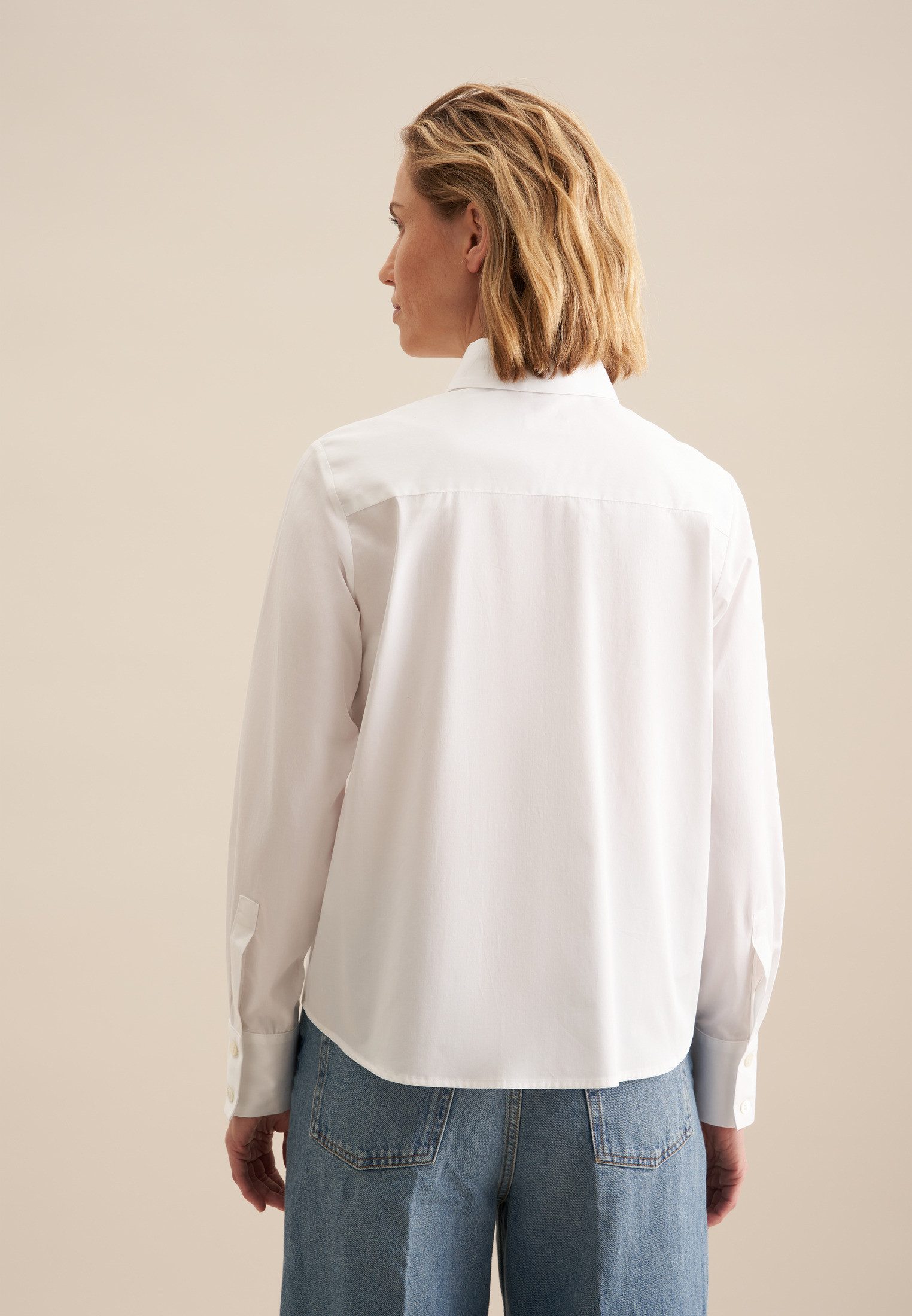 seidensticker Overhemdblouse Zwarte roos Lange mouwen kraag uni