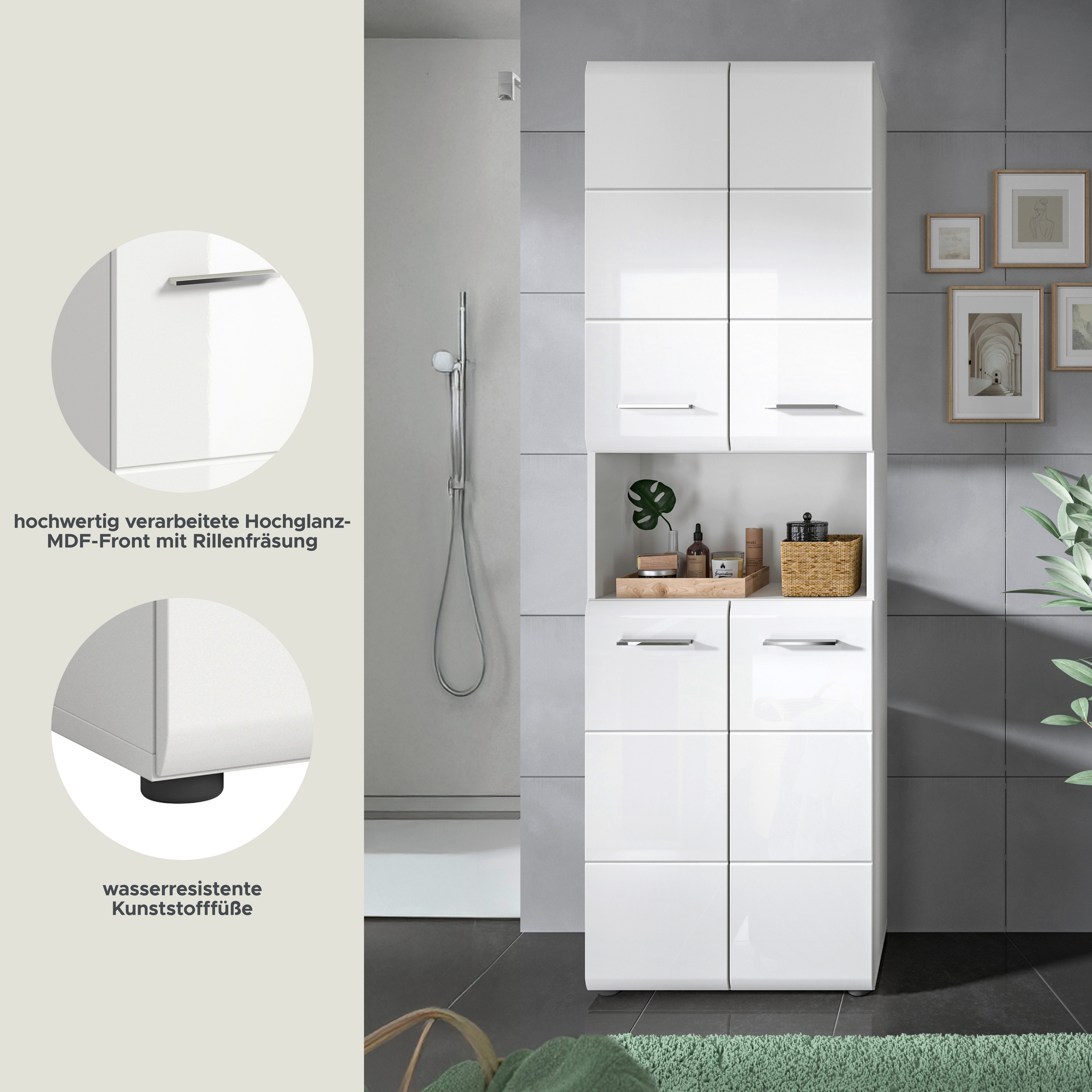 INOSIGN Hoge kast FLORENZ, TOPSELLER!, Hoogte 185 cm, 4 deuren, 4 legplanken, 1 open vak