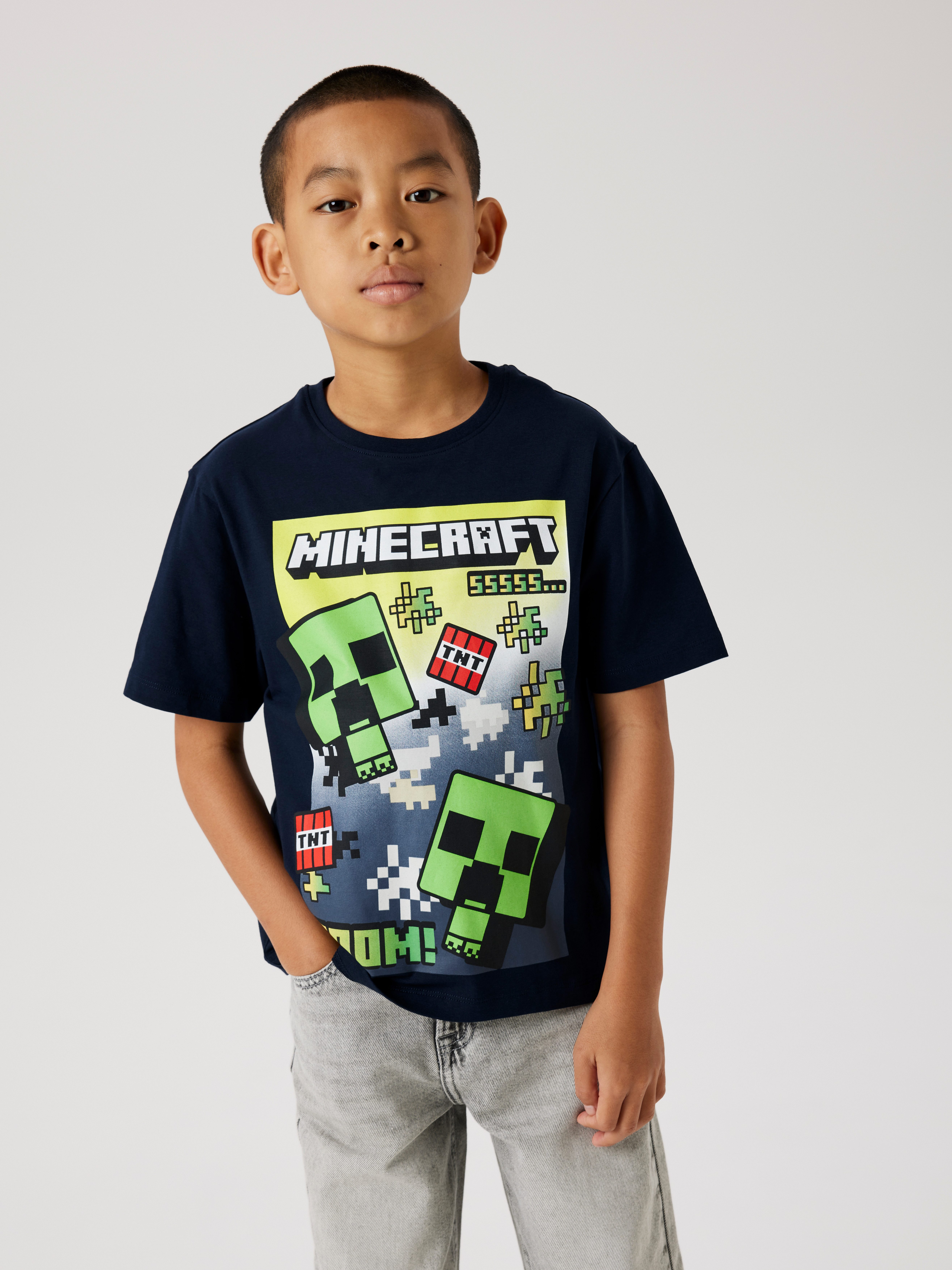 Name It T-shirt NKMMUS MINECRAFT NREG SS TOP NOOS BFU jongens t-shirts maat 146 (152) blauw