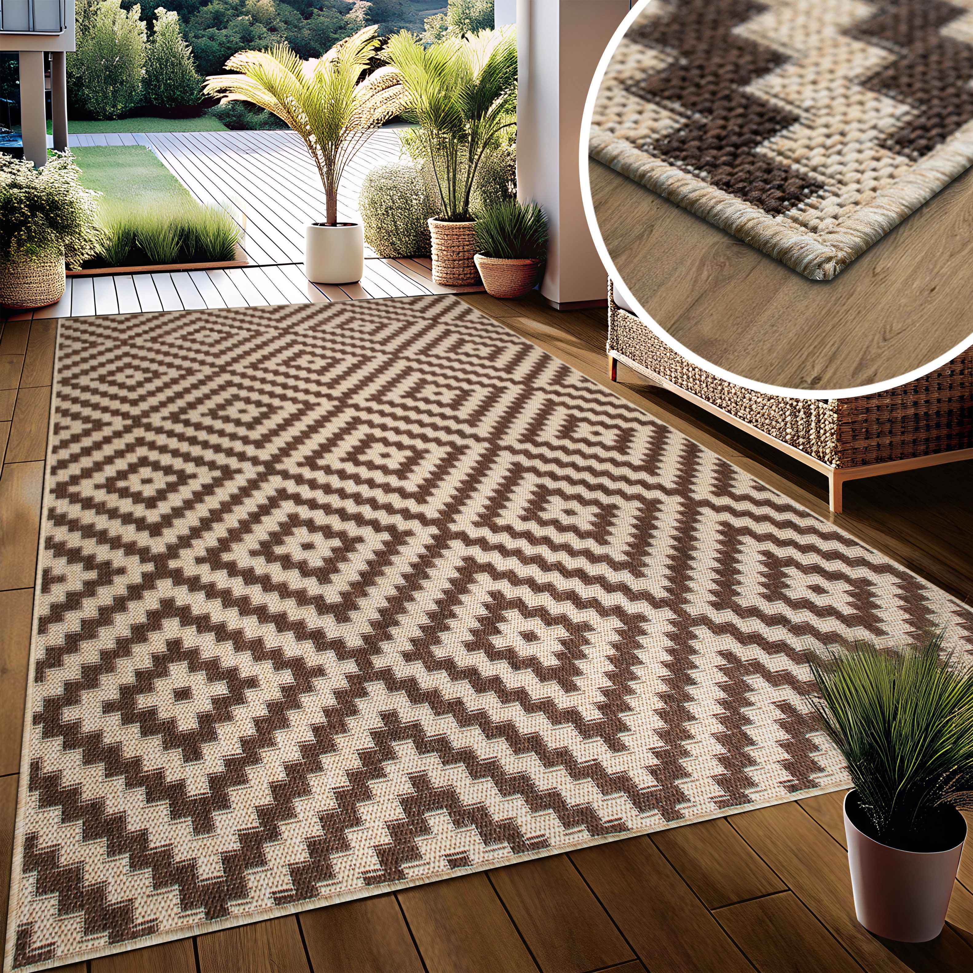my home Vloerkleed Cordoba is ook als loper verkrijgbaar Geschikt voor binnen en buiten, sisal-look, weerbestendig & uv-bestendig, boho