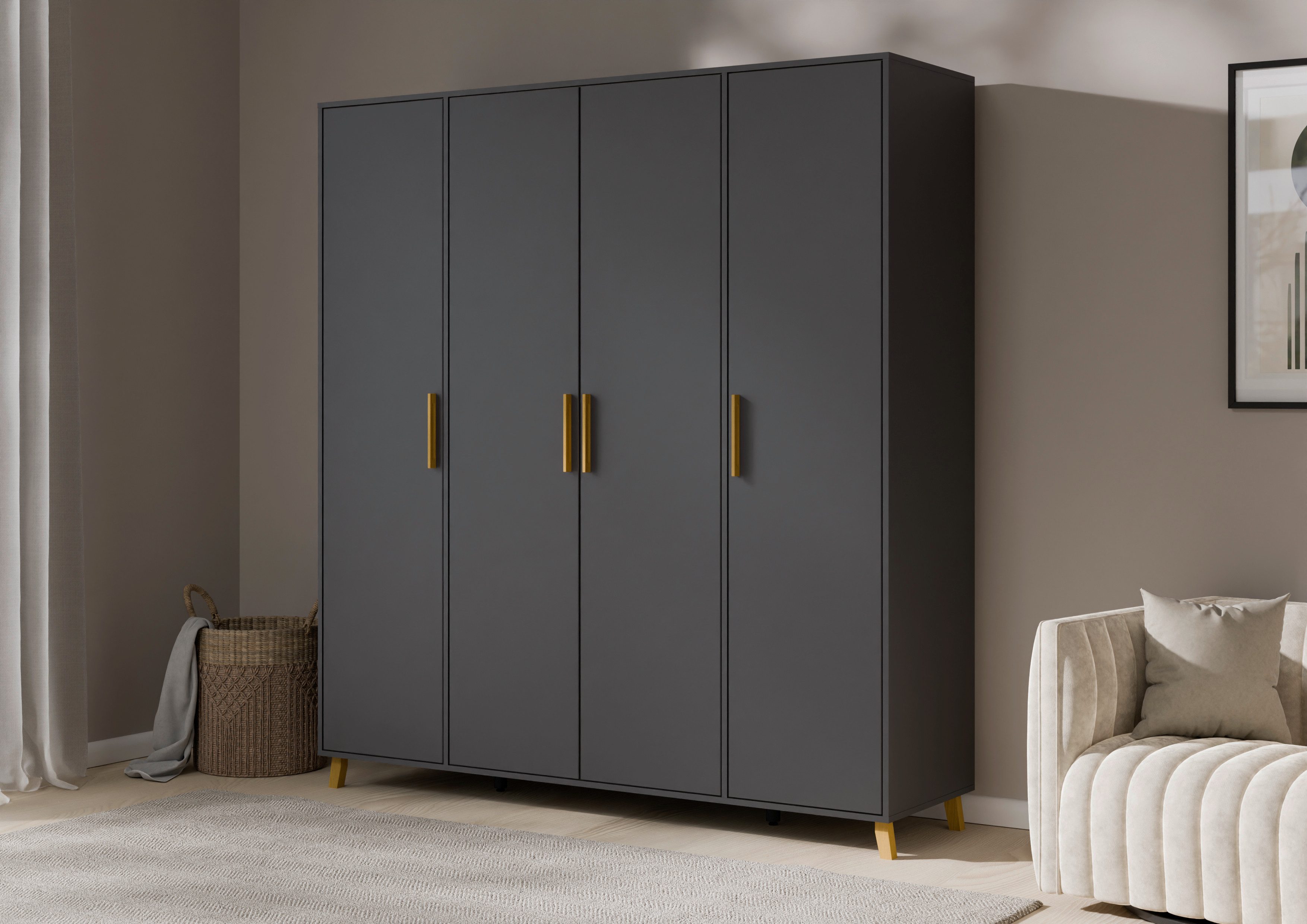 rauch Draaideurkast Kledingkast kast garderobe waskast SHINJO Grepen en voeten van massief hout, veel opbergruimte MADE IN GERMANY