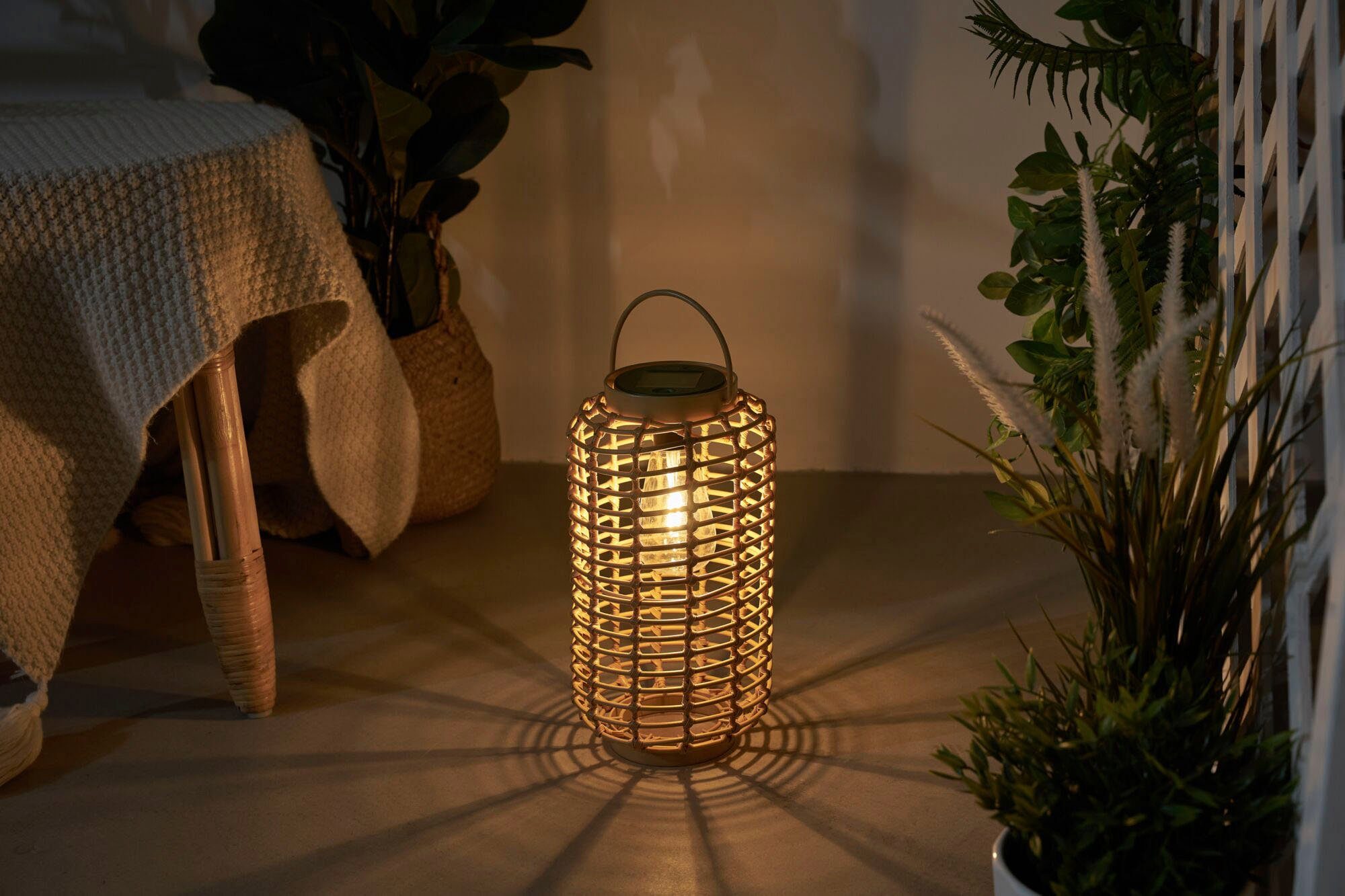 Pauleen Led-lantaarn Sunshine Darling solarlaterne beige rattan/metaal/kunststof