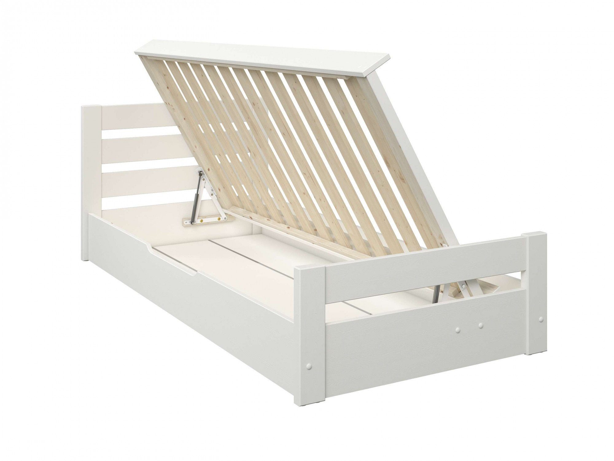 Lüttenhütt Massief houten ledikant GODJE , BESTSELLER, gecertificeerd massief hout (grenen) aan de zijkant te openen bedbox met veel opbergruimte, scandinavisch