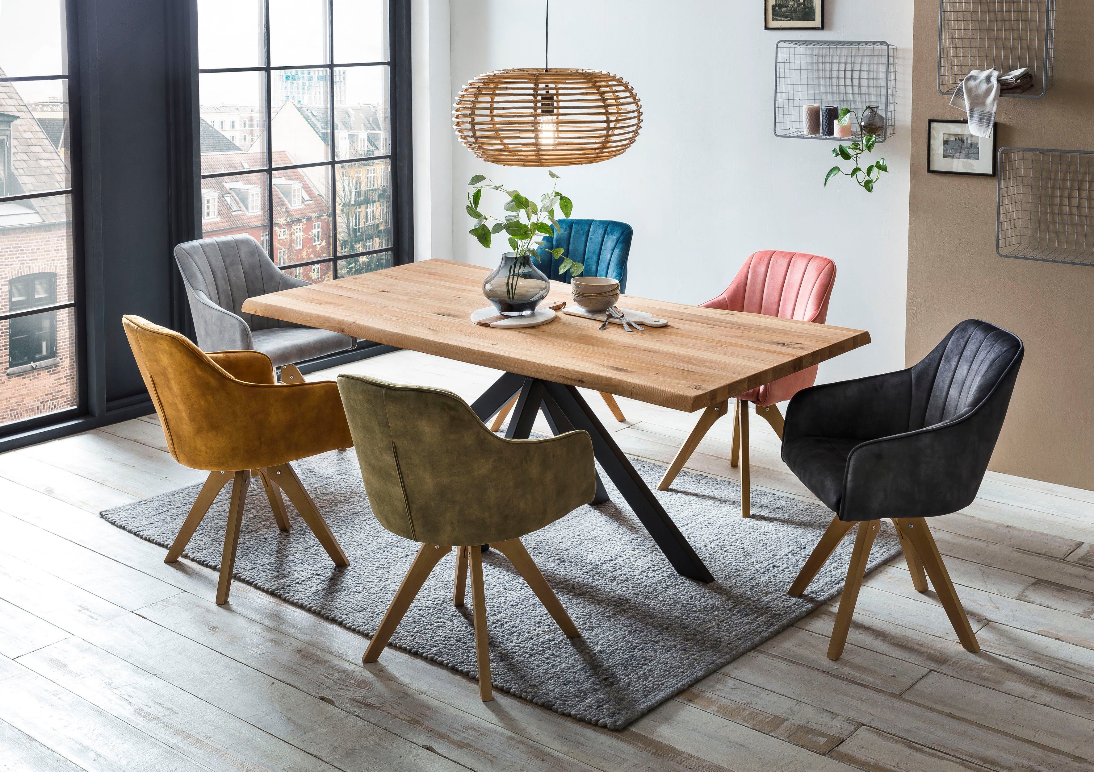 Home affaire Eettafel TRISTAN Massief wild eiken met echte boomrand