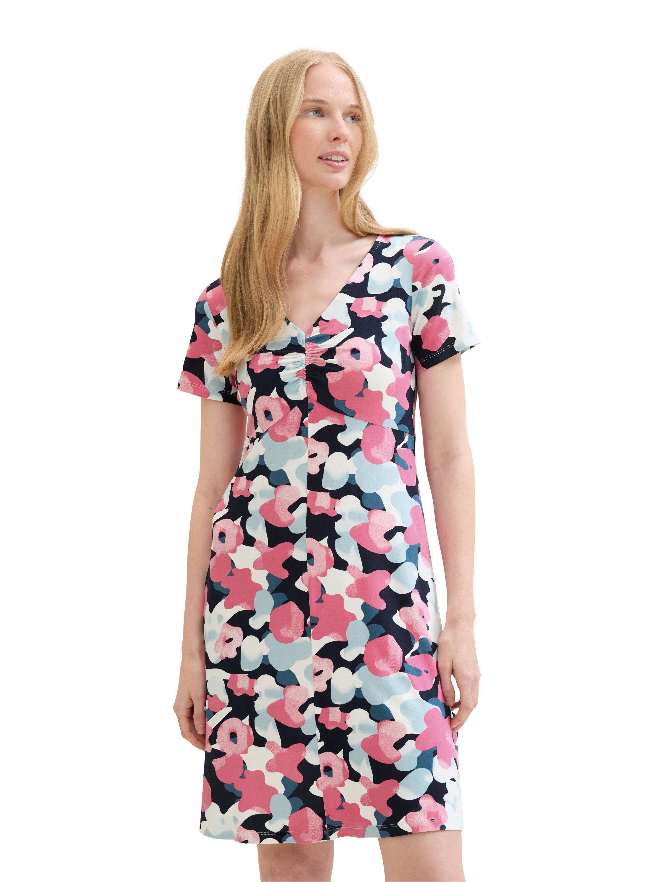Tom Tailor Mini-jurk met allover-print en v-hals