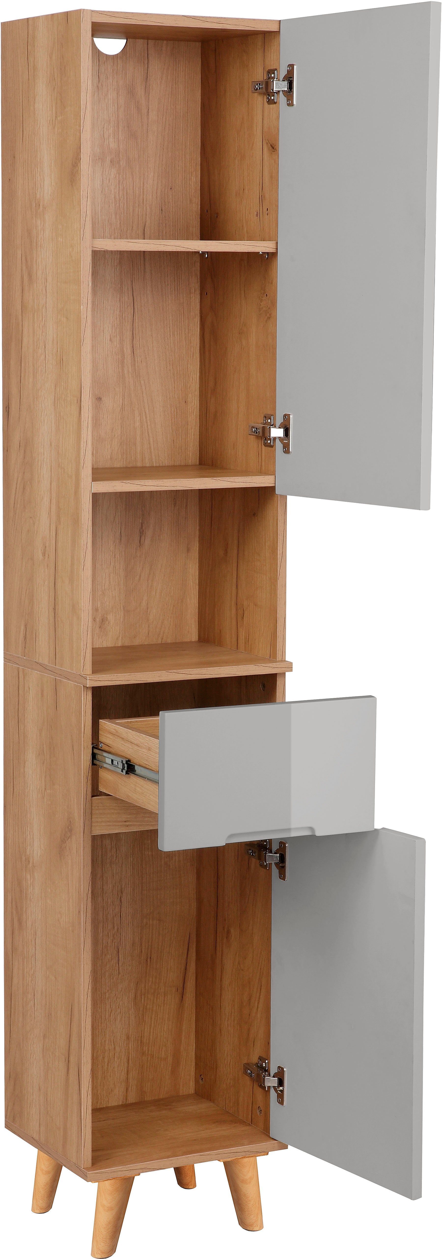 welltime Hoge kast Lund badkamerkast Scandinavisch design met veel bergruimte