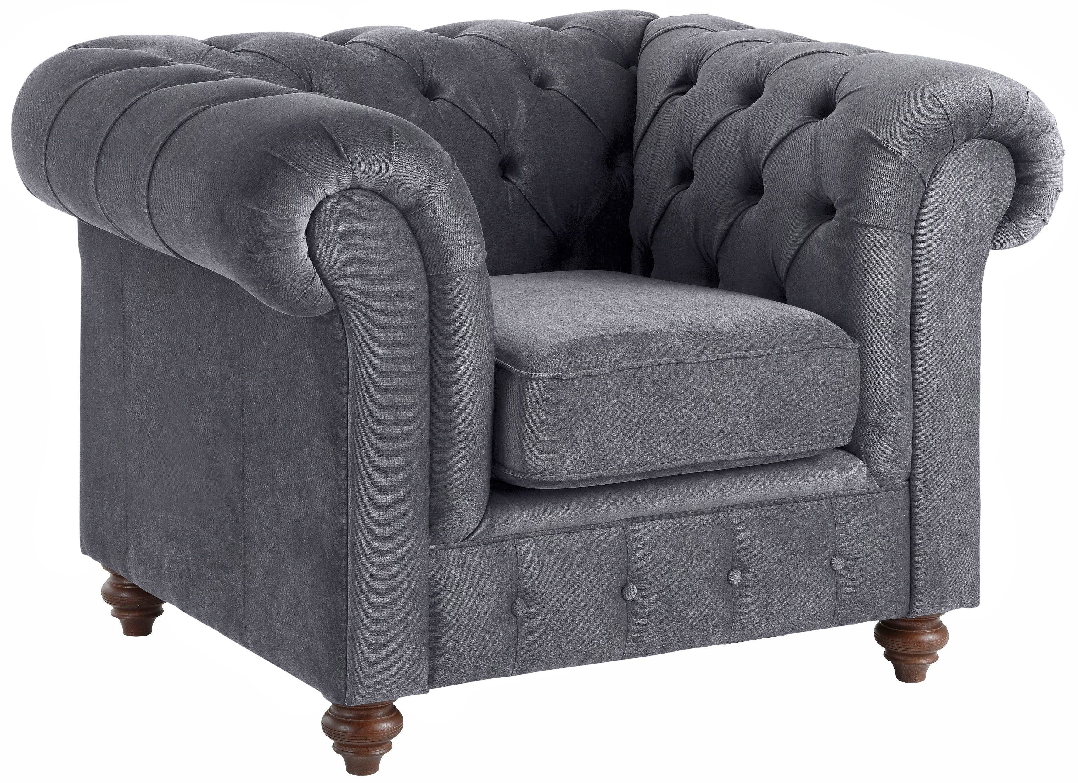 Home affaire Fauteuil Chesterfield B/D/H: 105/69/74 cm met hoogwaardige knoopdetails, ook in leer