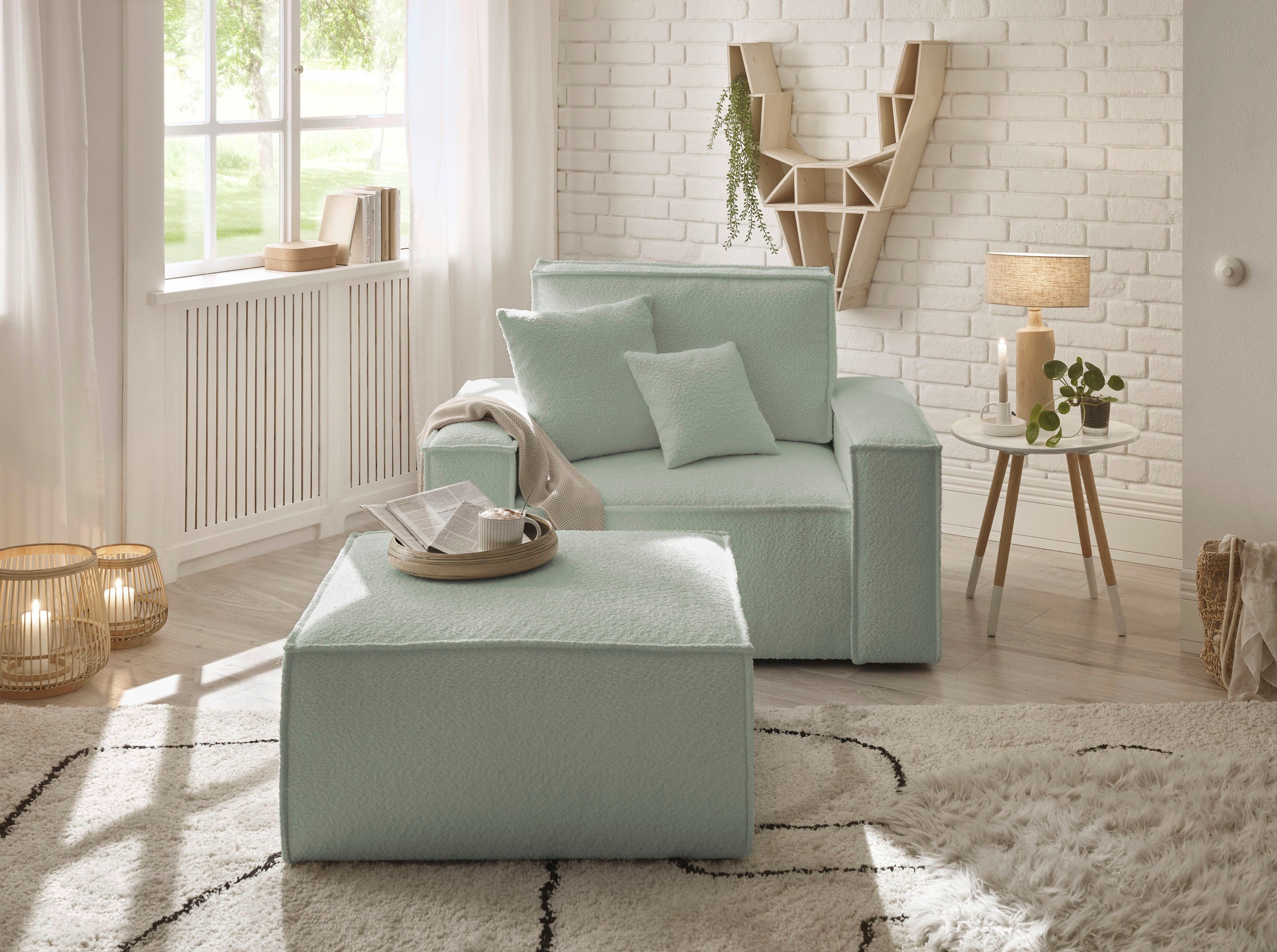 andas Loveseat Finnley Loveseat en hocker als set, passend bij de bekleding-serie Finnley (2-delig)