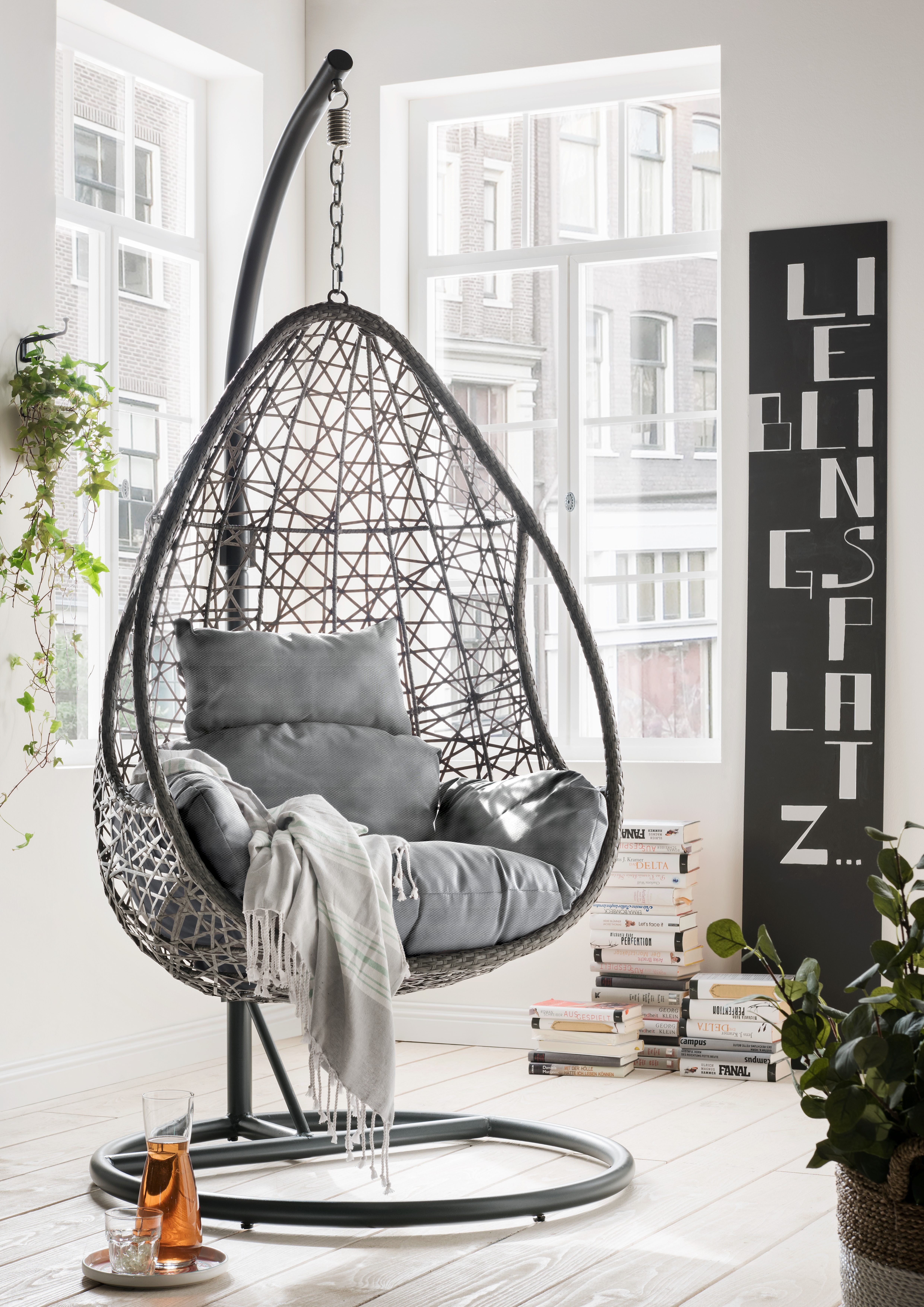 Destiny Hangstoel Coco Drop incl. frame, met kussens voor zitting en rug, belastbaar tot 110 kg
