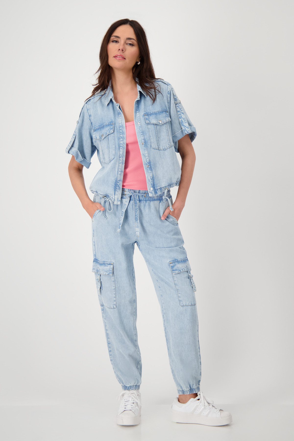 Monari Jeansblazer met koordband