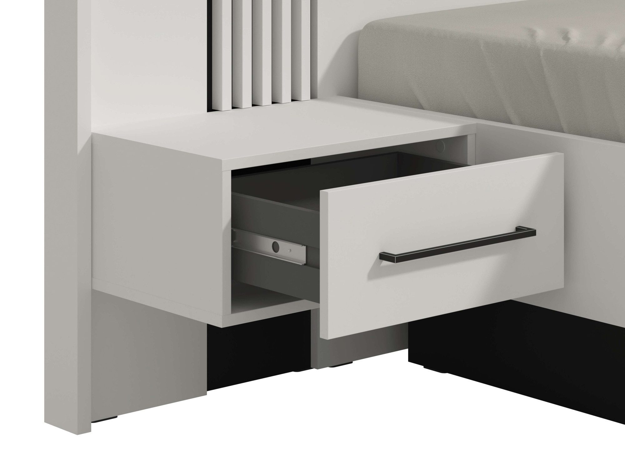 INOSIGN Bedframe Ascalon, ligoppervlak 160x200cm, gepolsterde rugleuning Bedopstelling met 2 wandpanelen incl. nachttafels, 3D-look door lamellen