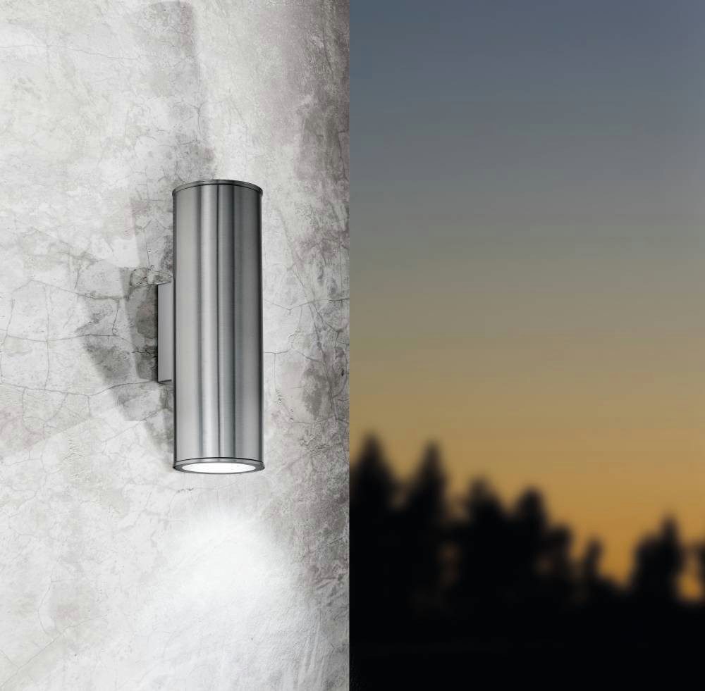 EGLO Ledwandlamp voor buiten Riga wandlamp, buitenverlichting, LED, staal in zilver, IP44