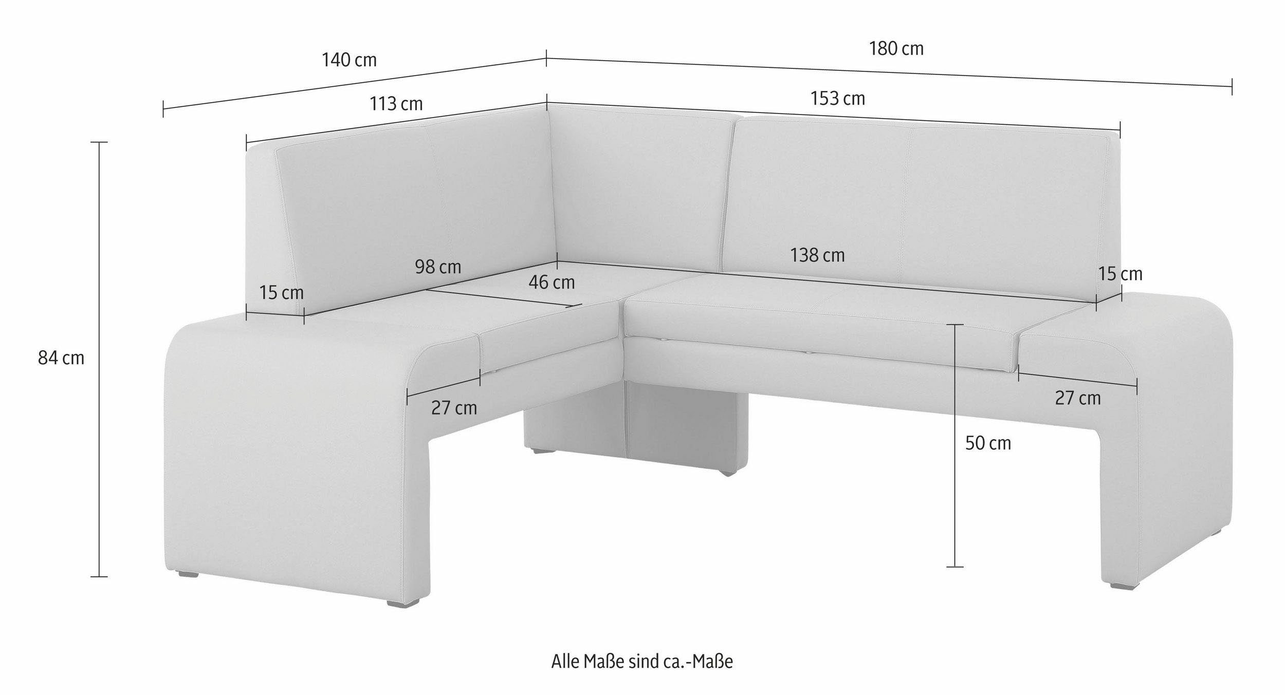 Home affaire Hoekbank Bologna in 2 afmetingen (lange zijde 180 of 200 cm), verschillende kwaliteiten