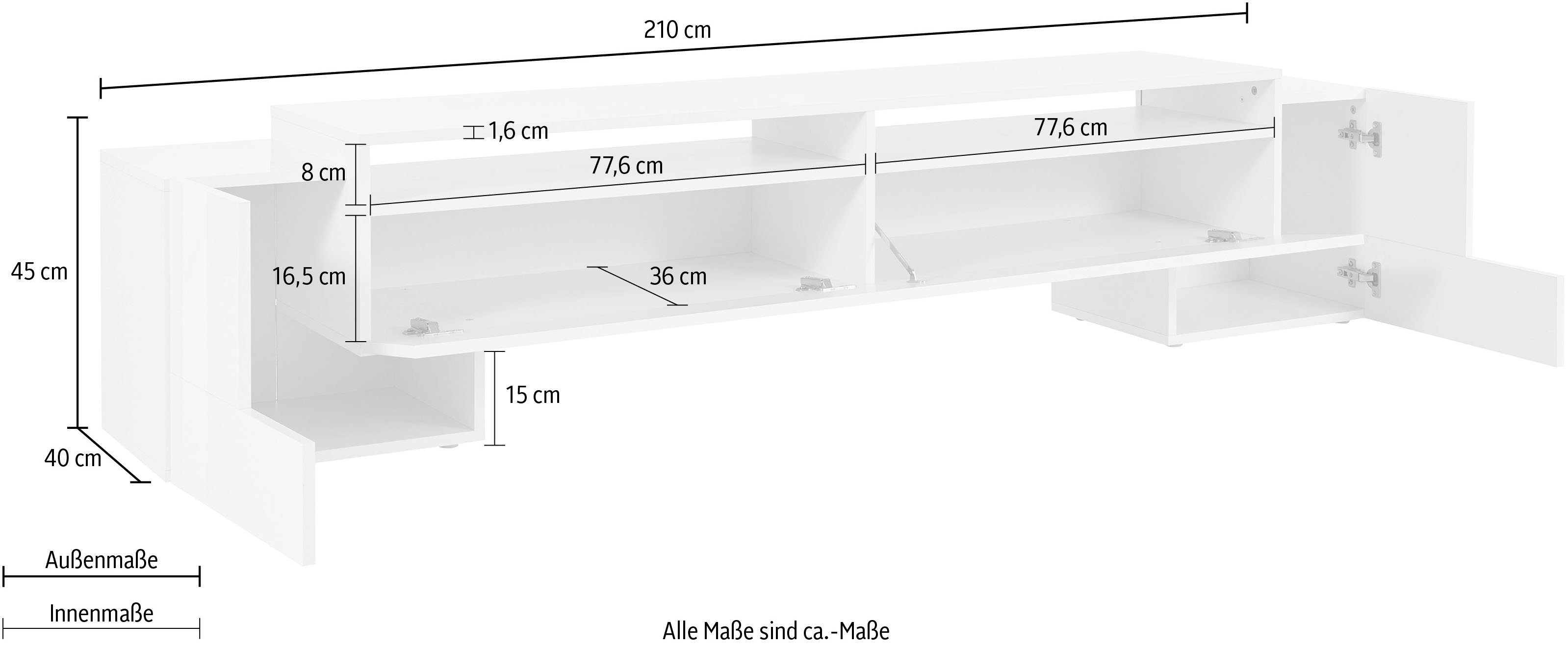 INOSIGN Tv-meubel Pillon Breedte 210 cm