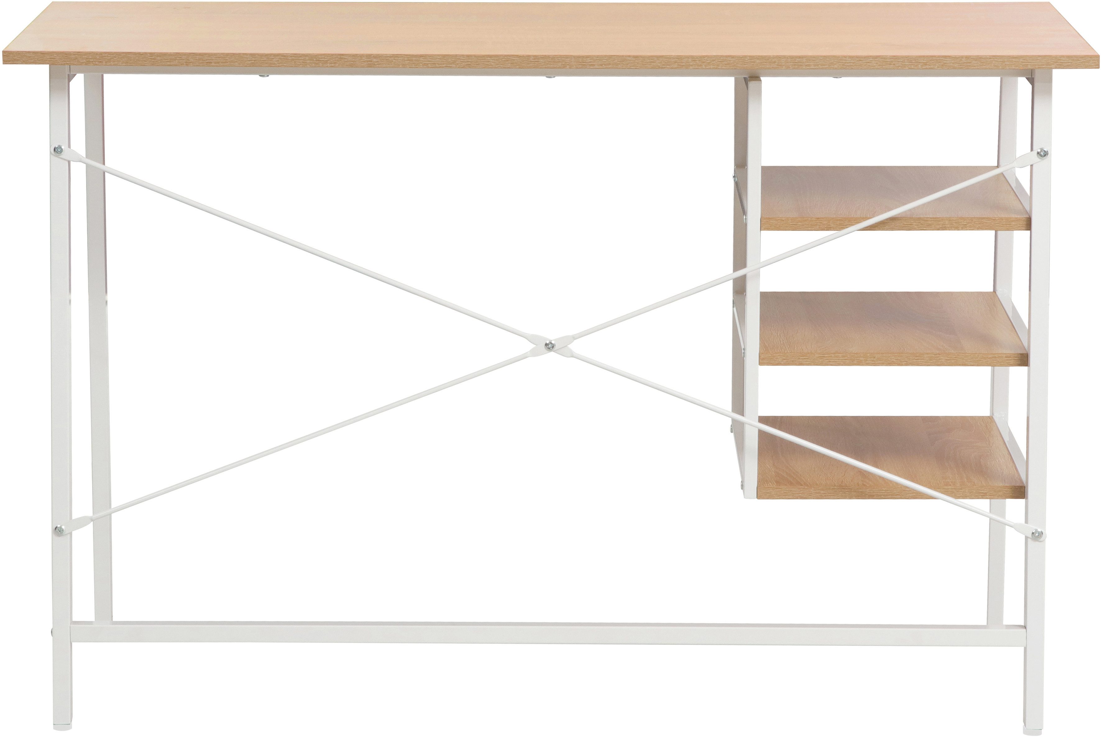 Home affaire Bureau COWELL Computertafel, 3 opbergvakken, stabiel metalen frame, breedte 120 cm
