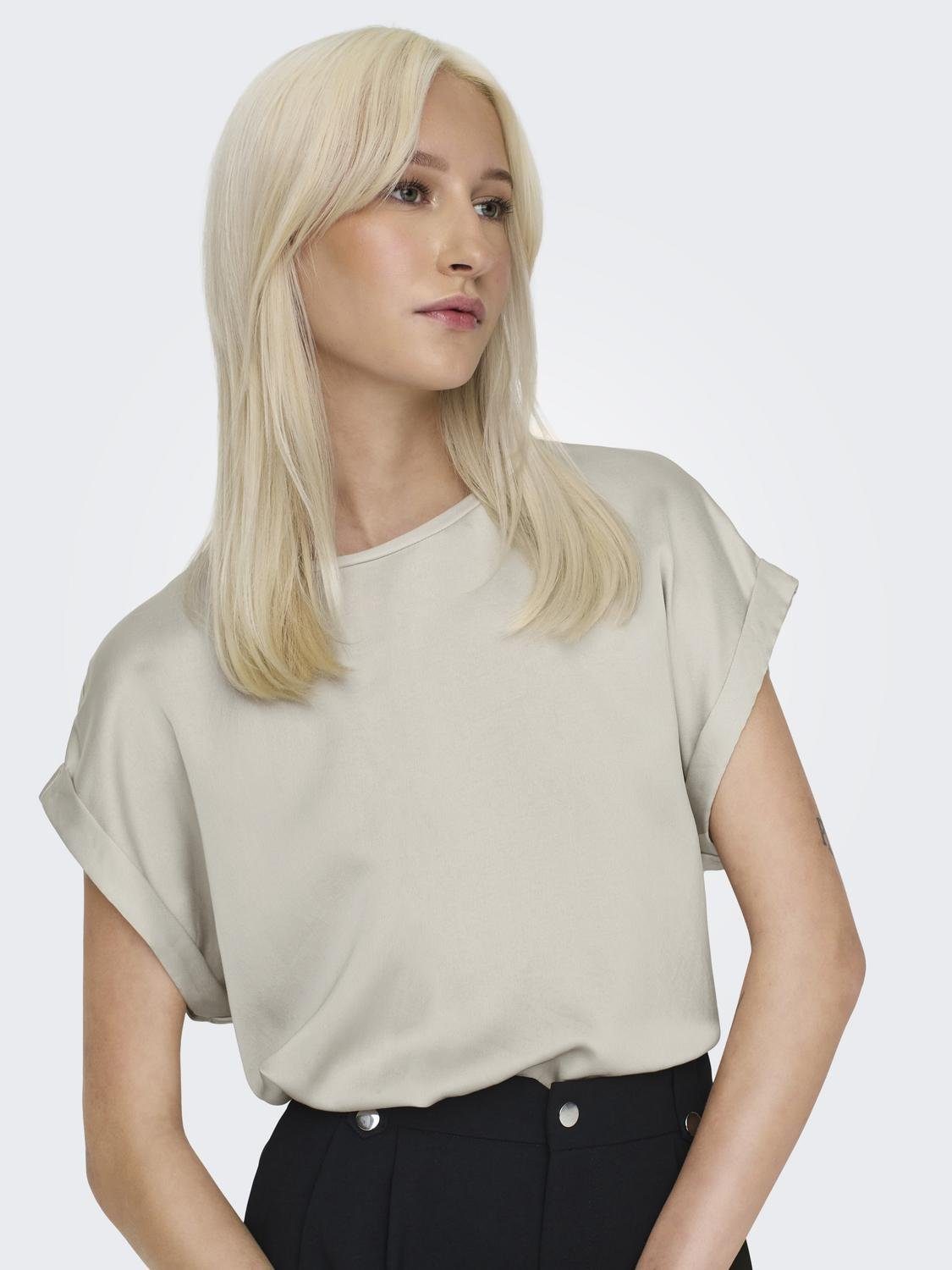 Only Shirt met korte mouwen ONLLIEKE S S SATIN MIX TOP WVN NOOS