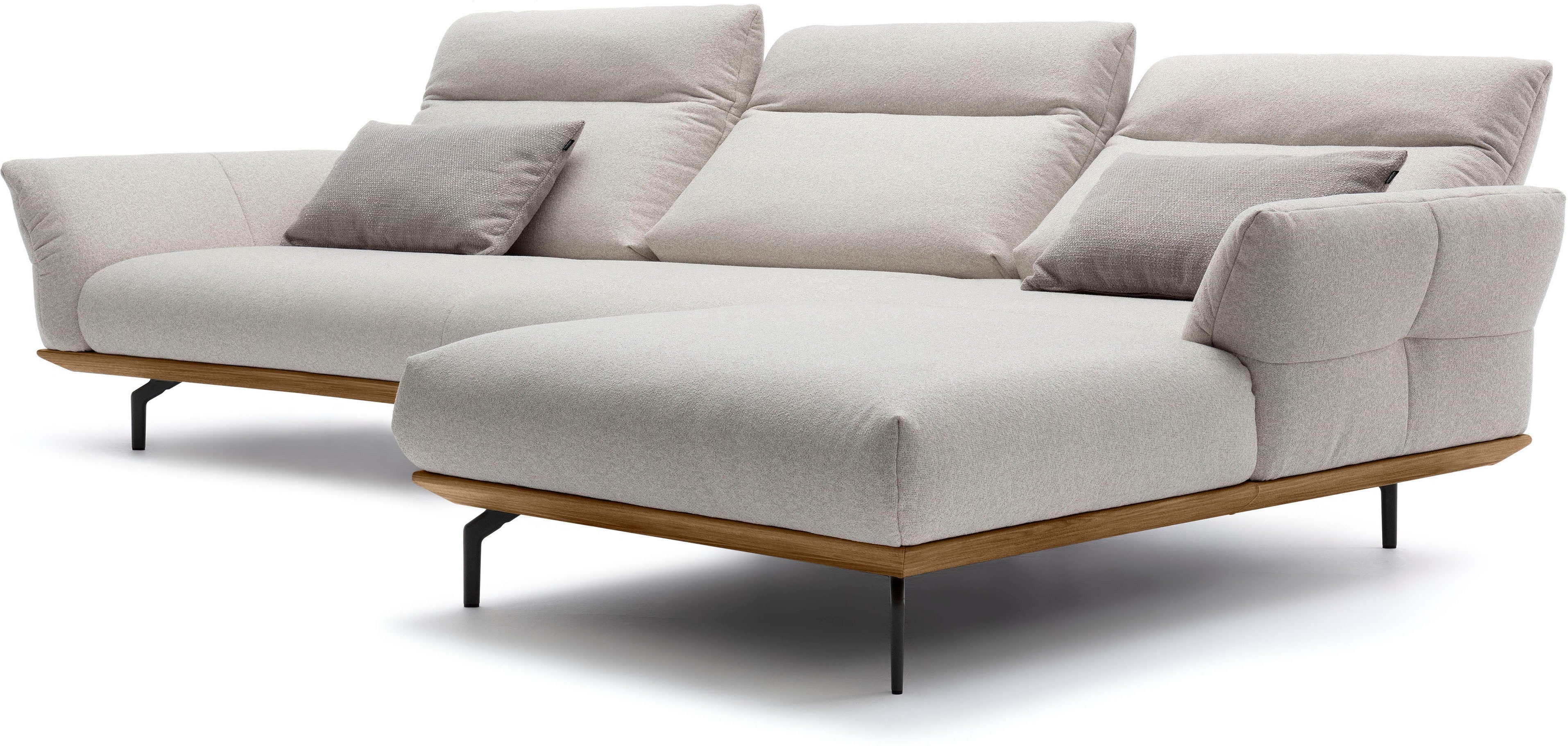 Creation BY ROLF BENZ Hoekbank CR.460 Sokkel in walnotenhout, onderstel in umbra grijs, breedte 338 cm
