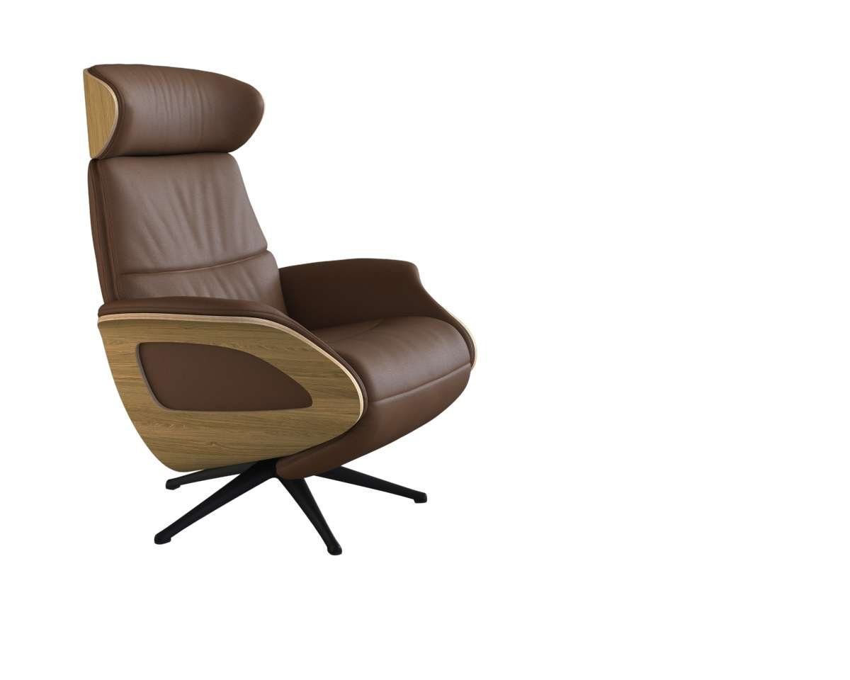 FLEXLUX Relaxfauteuil Clement praktische elektrische fauteuil Maat M, elektrische rug- en voetensteun, accu, armleuning Eiken, zwarte poot
