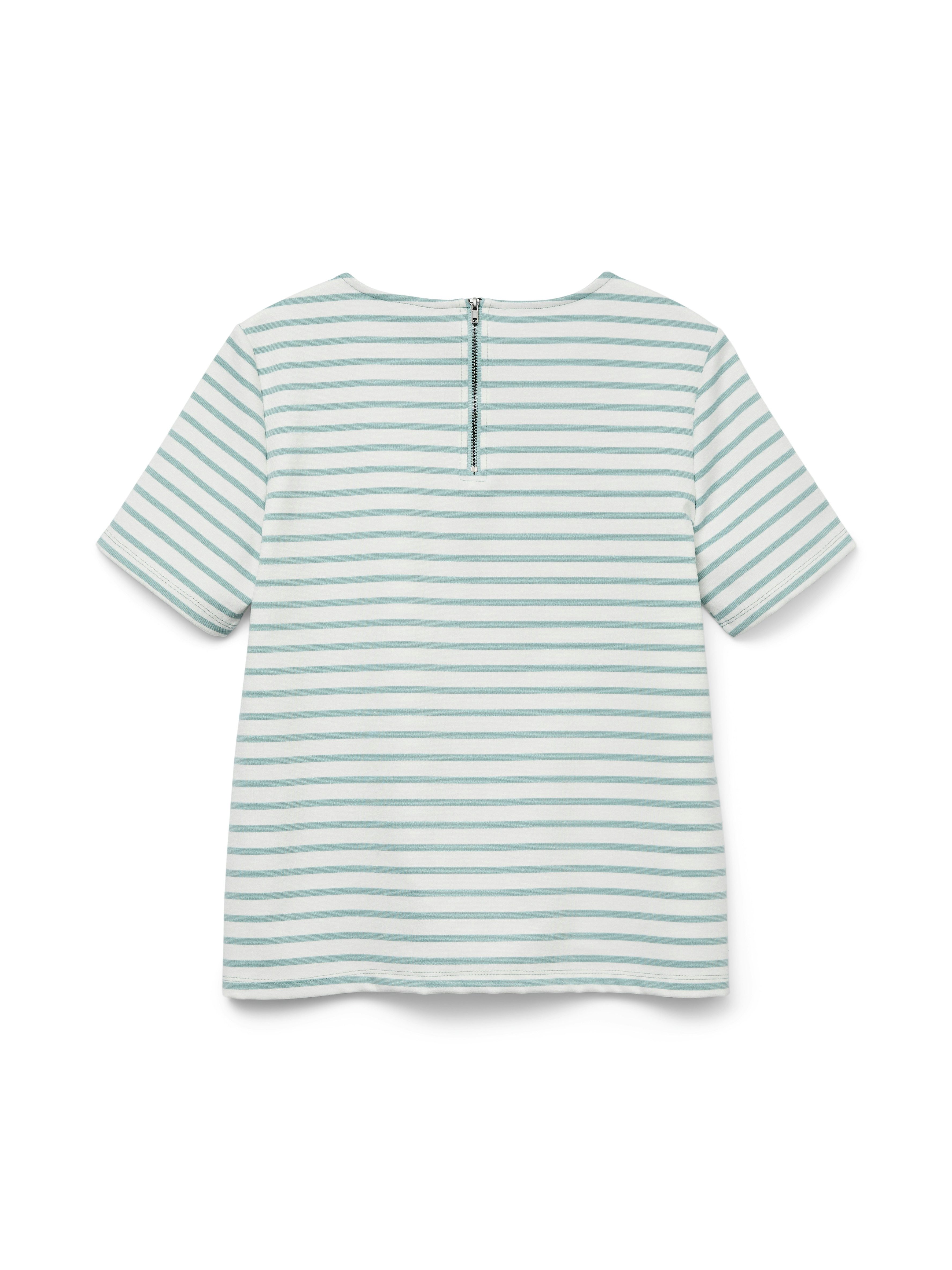 Vero Moda Shirt met ronde hals VMABBY SS ZIP TOP JRS NOOS