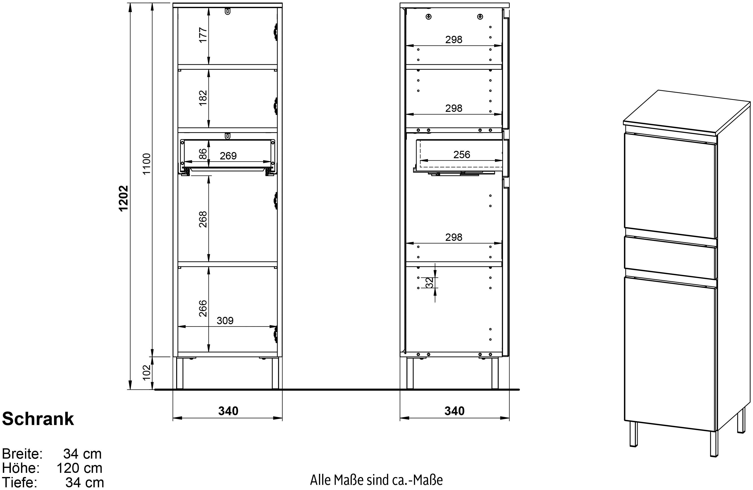 GERMANIA Halfhoge kast Torrance met verstelbare planken en poten van metaal, greeploos design