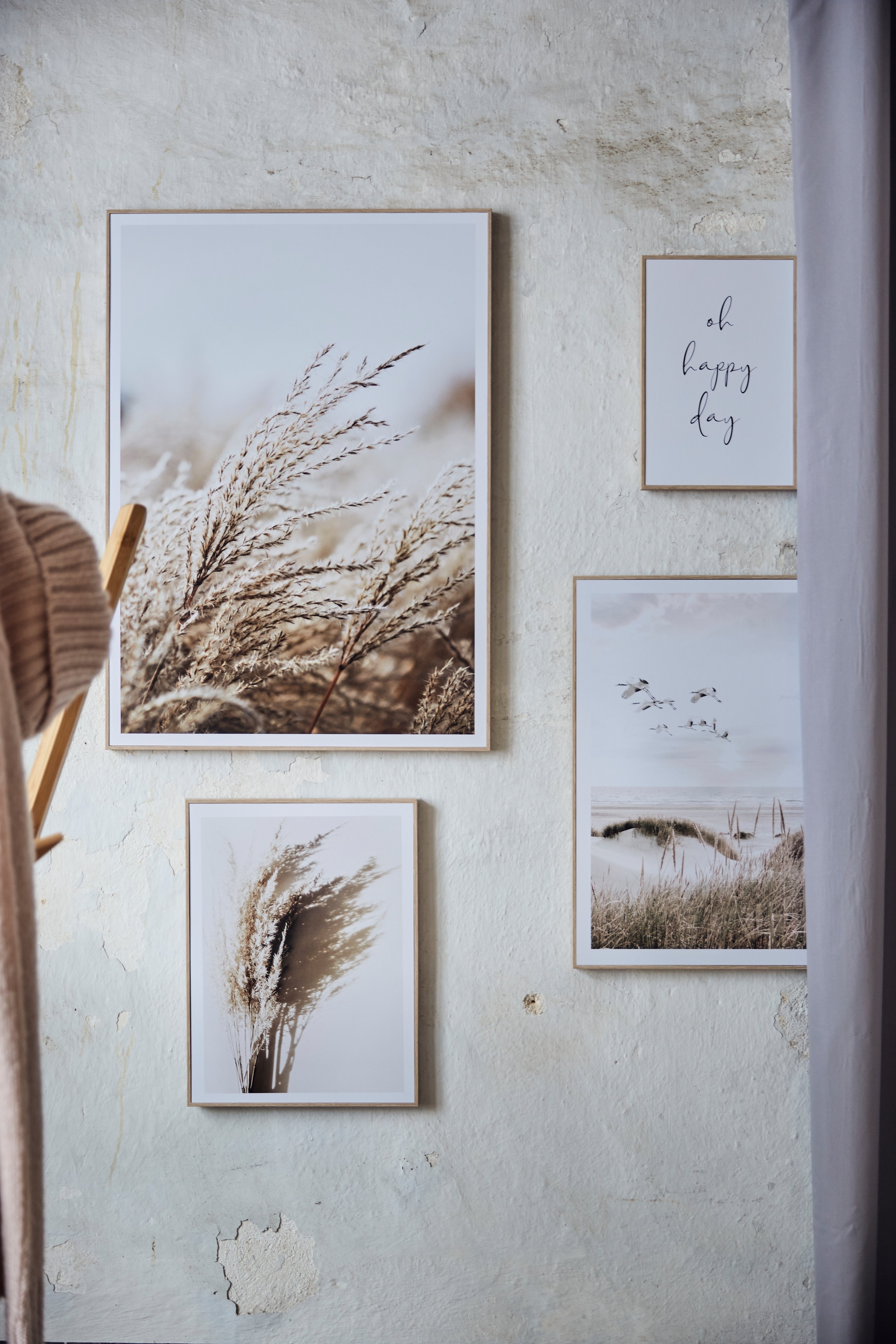 Reinders! Artprint Mooie dag Happy day - kraanvogels - strand - droogbloem (5-delig)