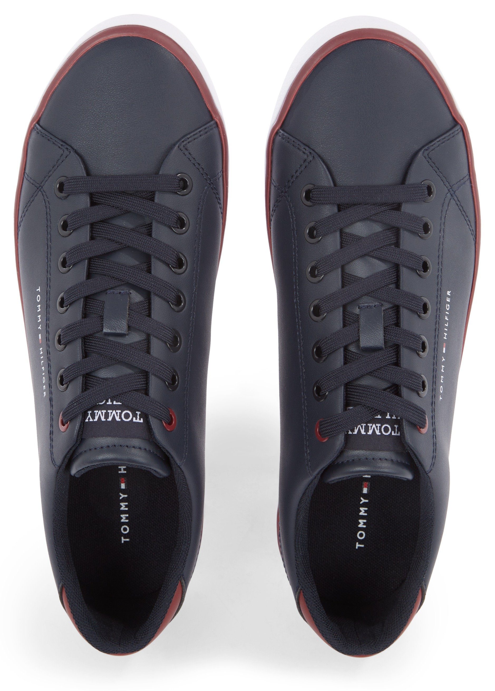 Tommy Hilfiger Sneakers TH HI VULC CORE LOW LEATHER ESS , vrijetijdsschoen, lage schoen, veterschoen met sierstiksels op de hiel