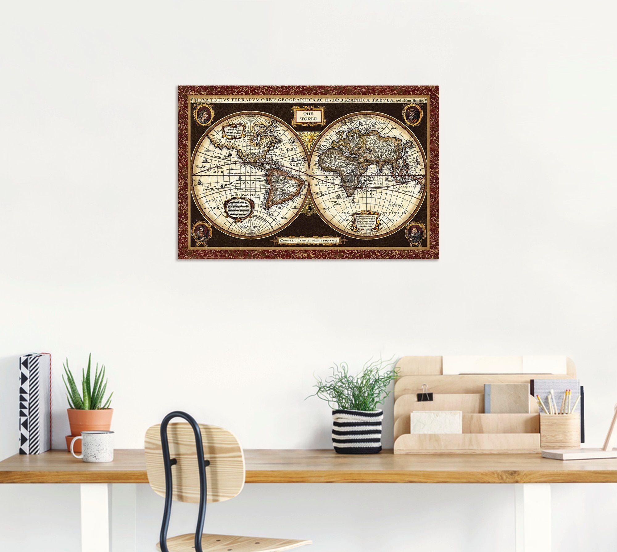 Artland Artprint Wereldkaart als artprint van aluminium, artprint voor buiten, artprint op linnen, poster, muursticker