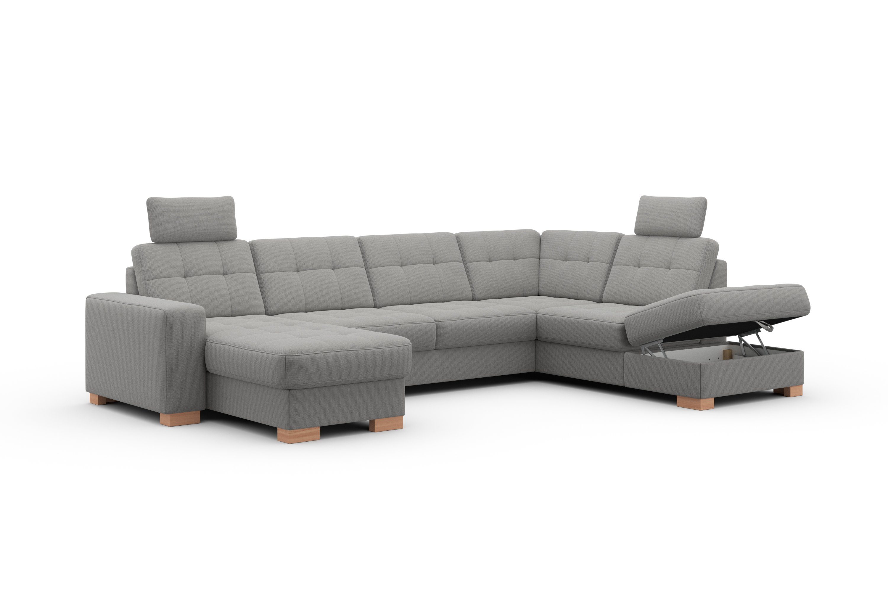 sit&more Zithoek Quincy U-vorm naar keuze met slaapfunctie en bedkist