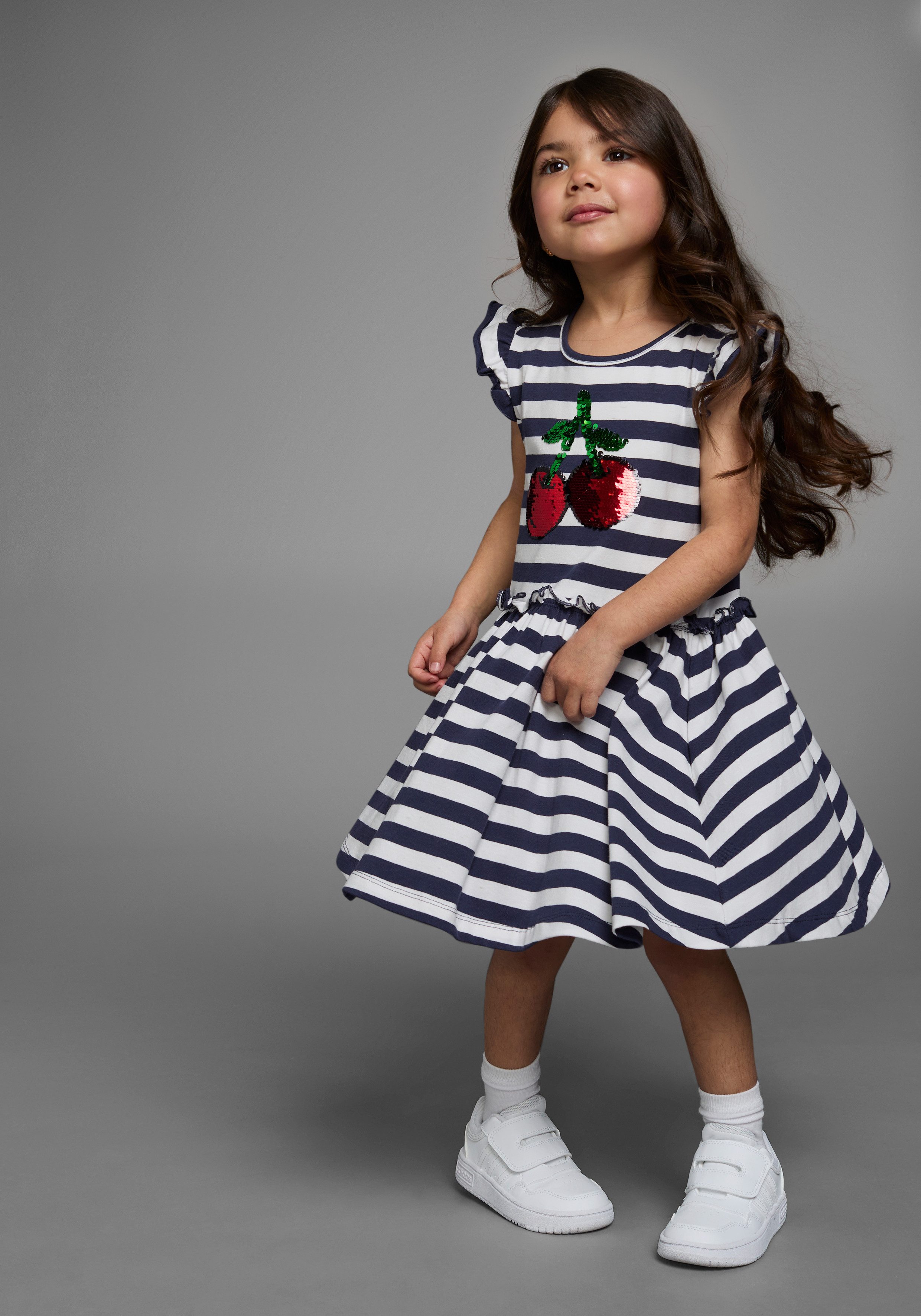 KIDSWORLD Jerseyjurk Voor kleine meisjes feestelijk, knie-vrij, speels, van katoenmix