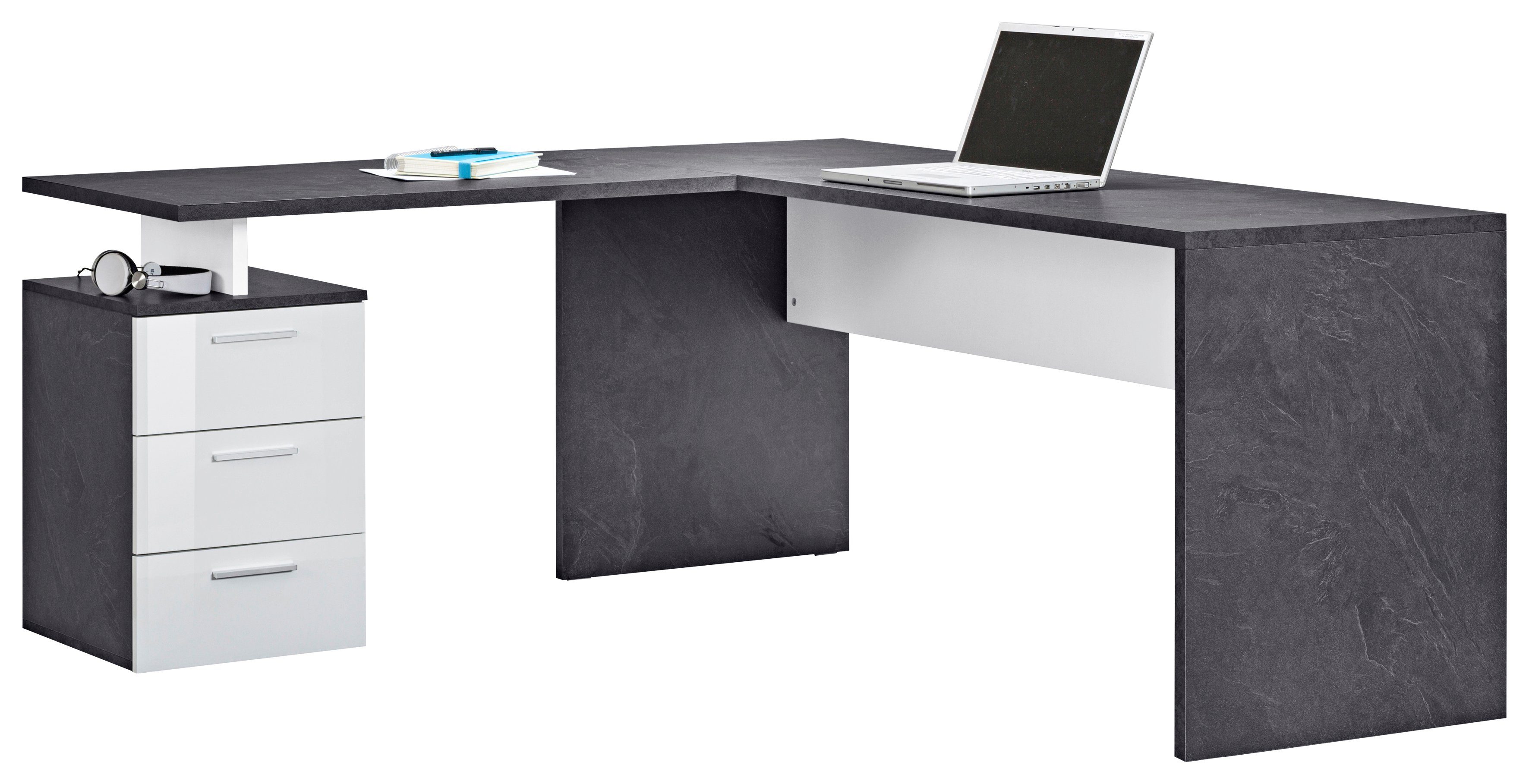 INOSIGN Hoekbureau New Selina Bureau, lades, met of zonder monitorsteun, B 180/160 cm