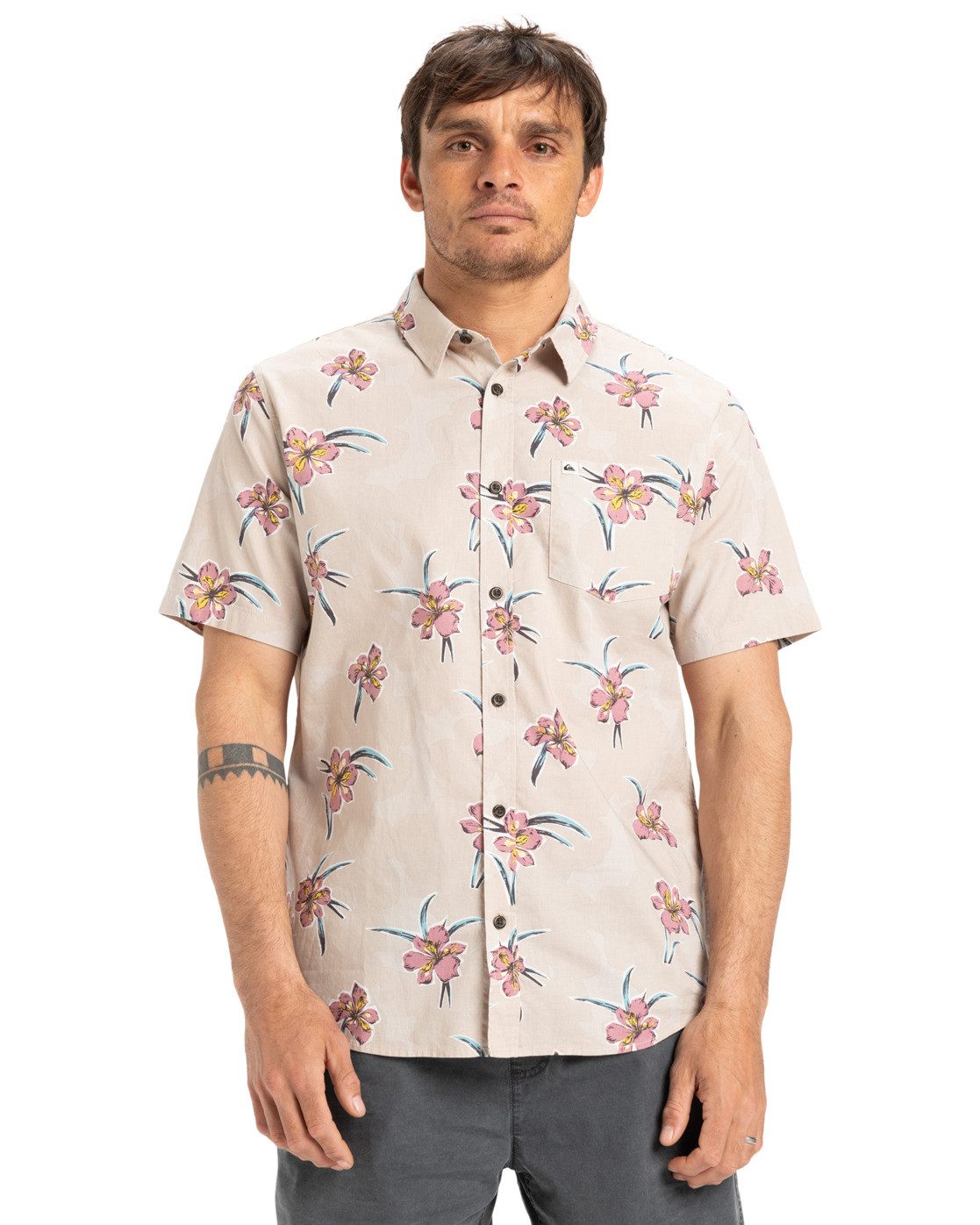 Quiksilver Overhemd met korte mouwen Apero Classic heren overhemden maat XL grijs
