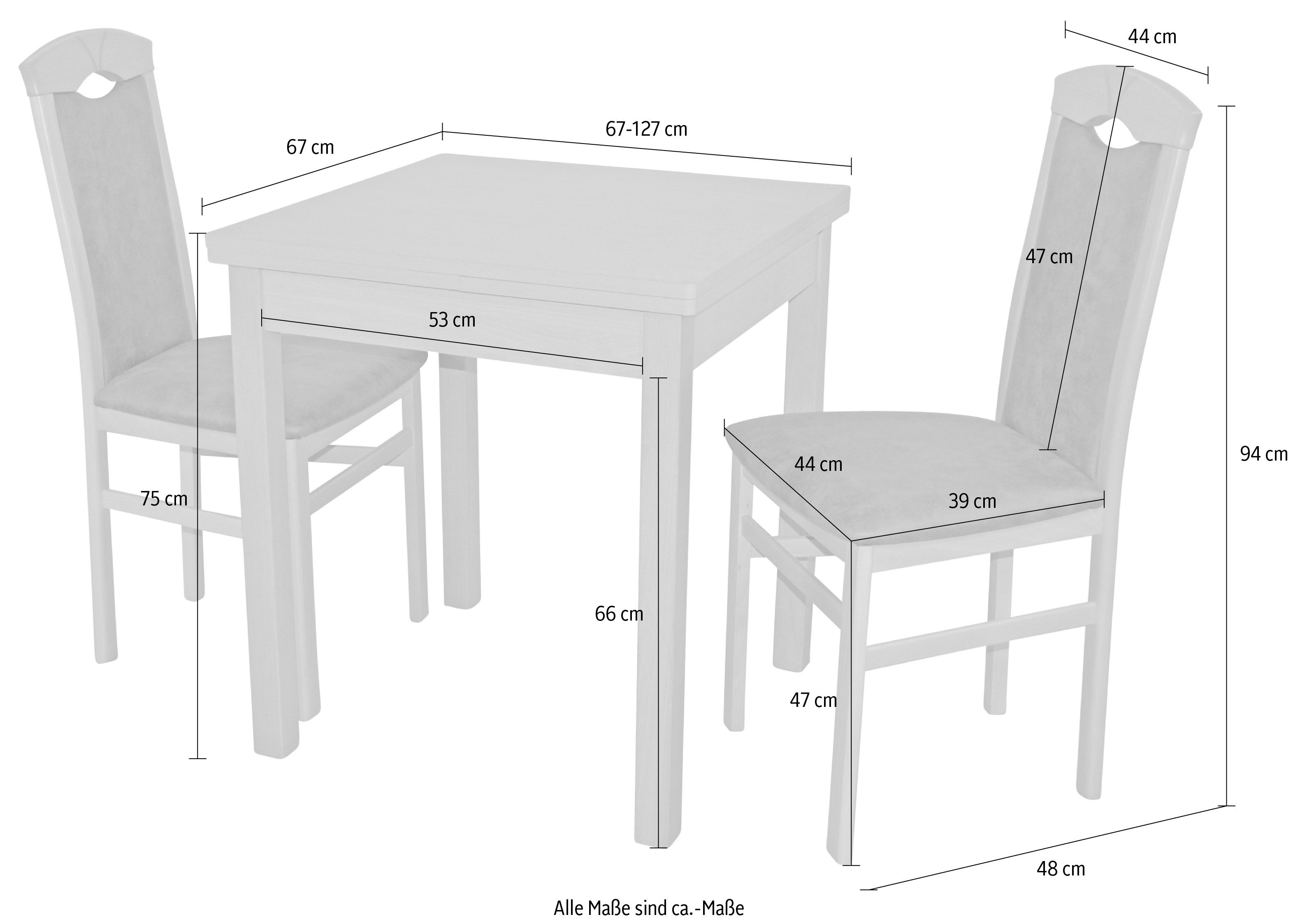HOFMANN LIVING AND MORE Eethoek 3-delig eethoek Stoelen voorgemonteerd (voordeelset, 3-delig)