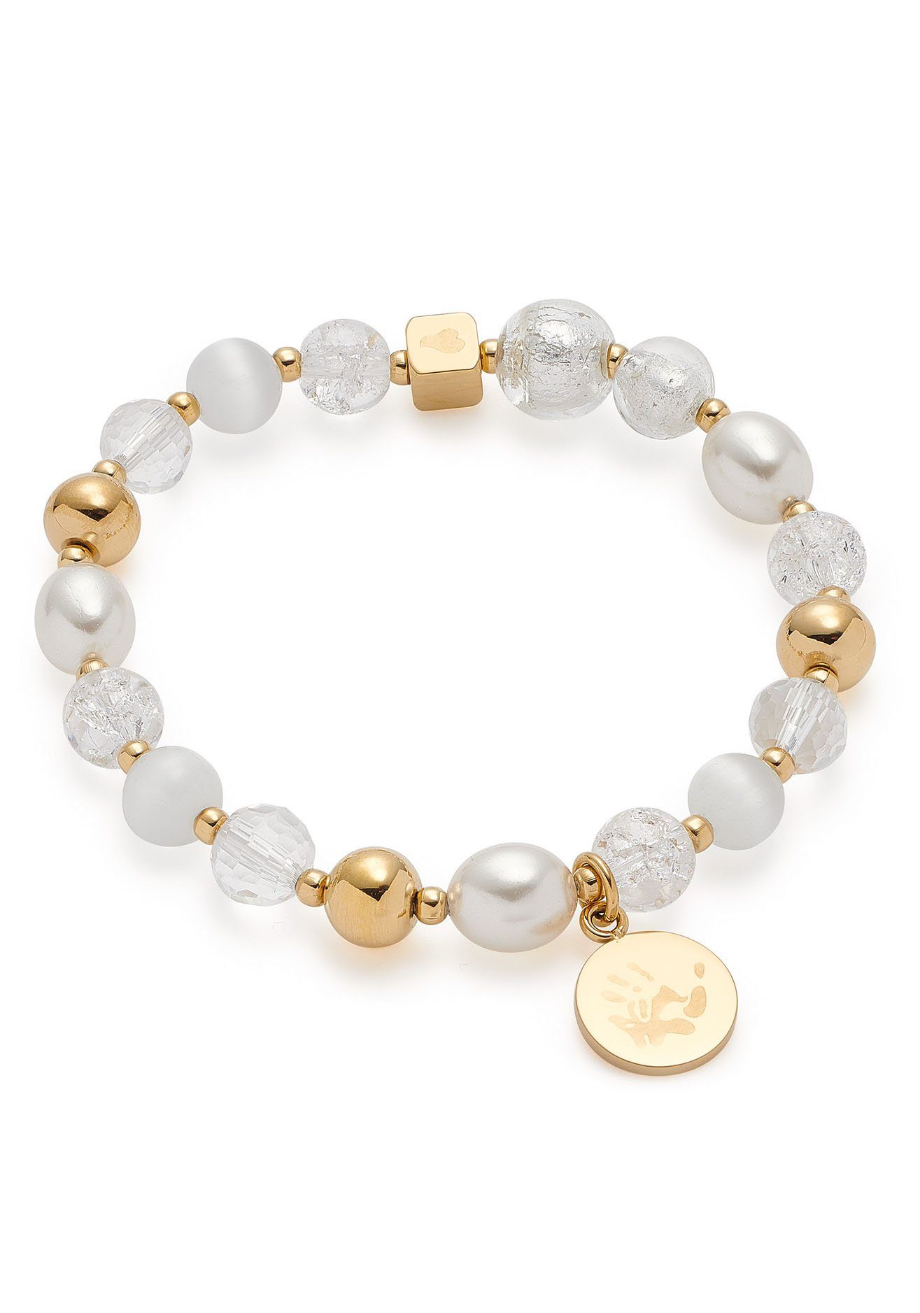LEONARDO Edelstalen armband Goud Hope, 018113 met cat's eye, glazen parel, parel (geïmiteerd) dames armbanden wit