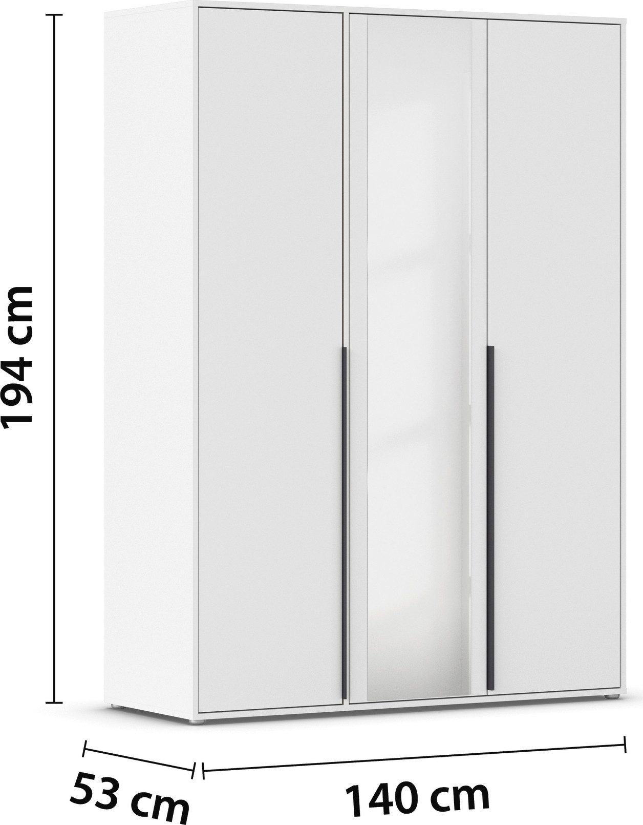 rauch Draaideurkast Kledingkast Kast Garderobe Wasmand NAGATA met Spiegel und modernen stangengriffen in graumetallic topseller made in germany