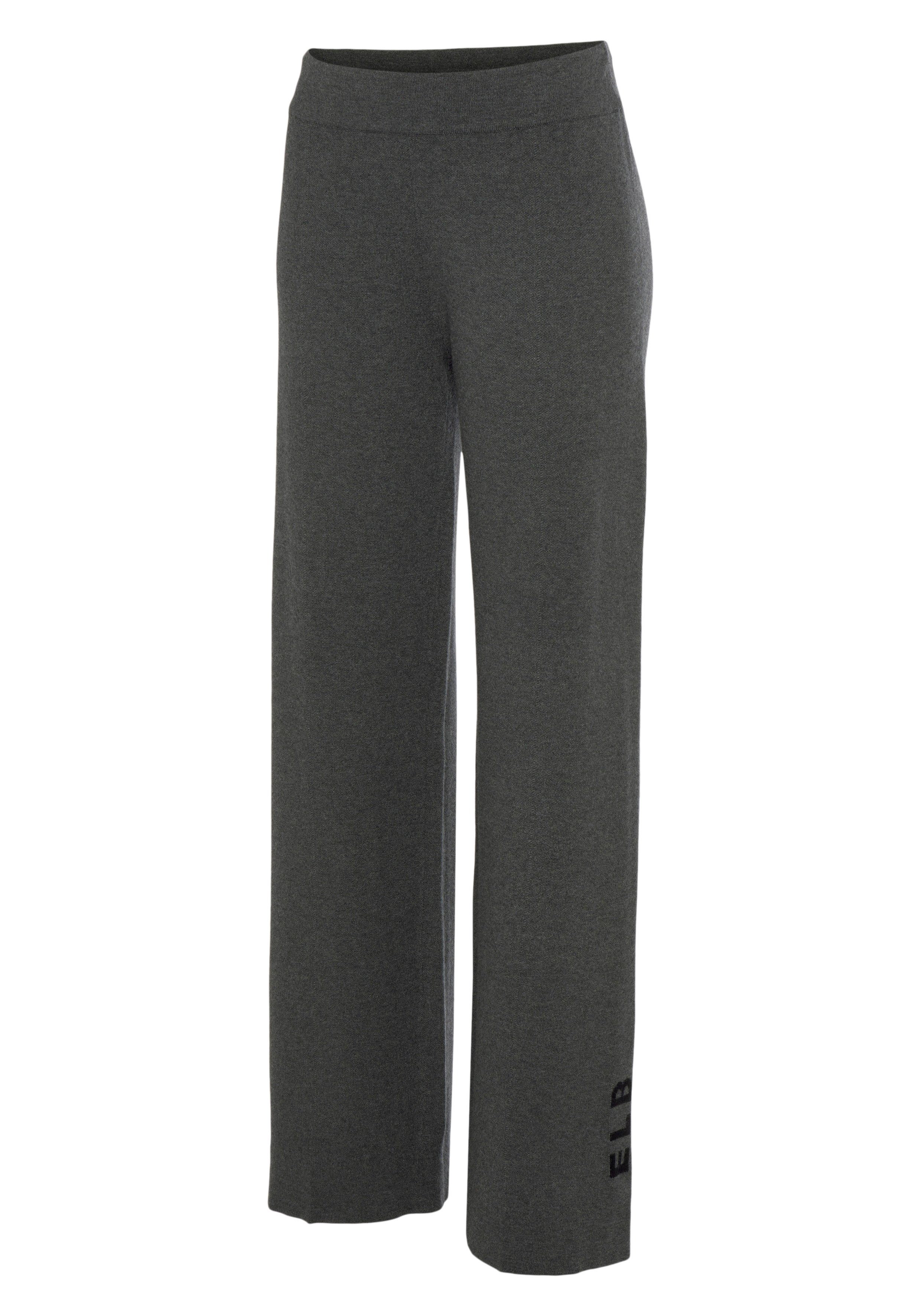 Elbsand Tricotbroek -Loungebroek met wijde pijpen en geborduurd logo, loungewear