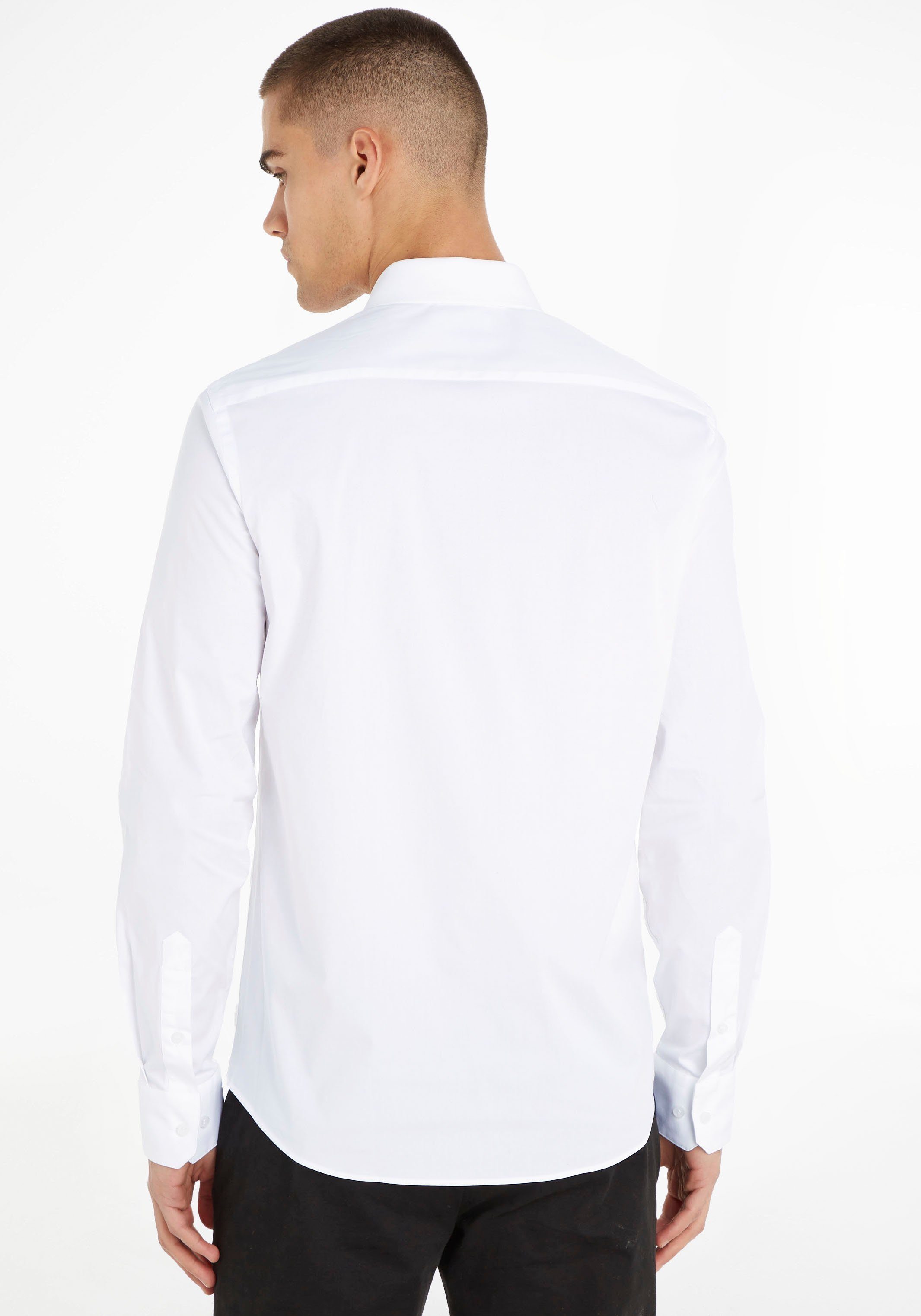 Calvin Klein Businessoverhemd STRETCH POPLIN SLIM SHIRT met calvin klein-logo op de borst