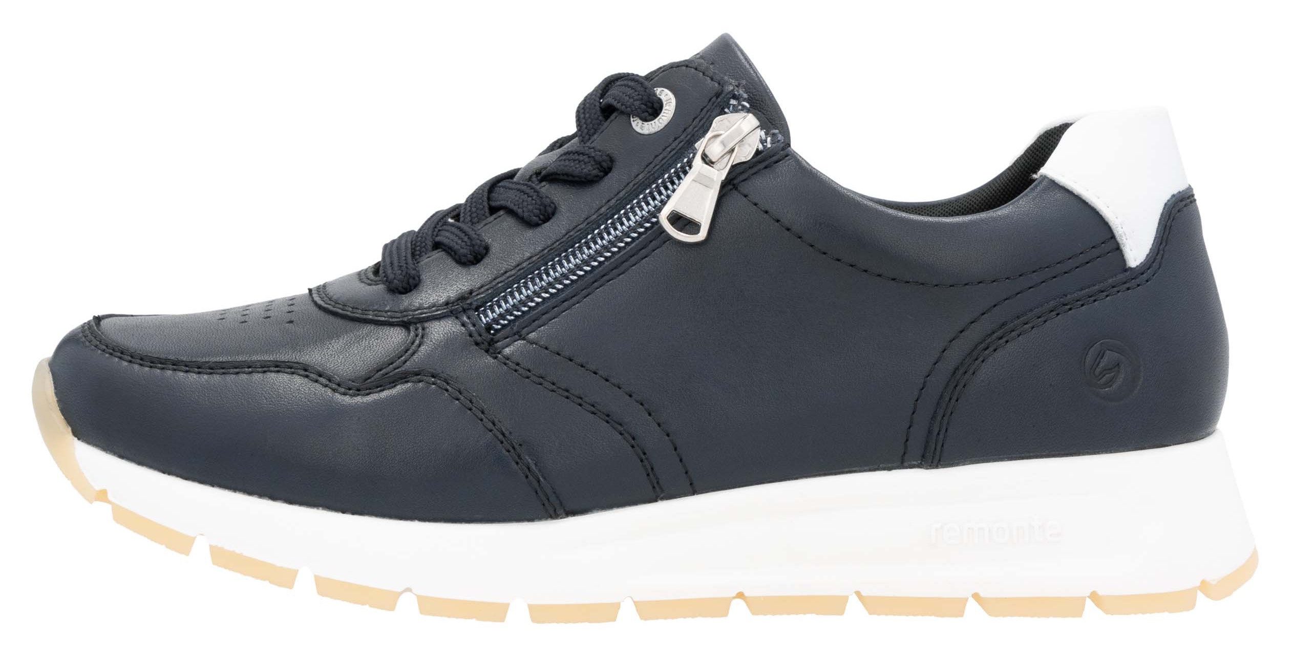 Remonte Sneakers met sleehak , vrijetijdsschoen, lage schoen, veterschoen met zijrits