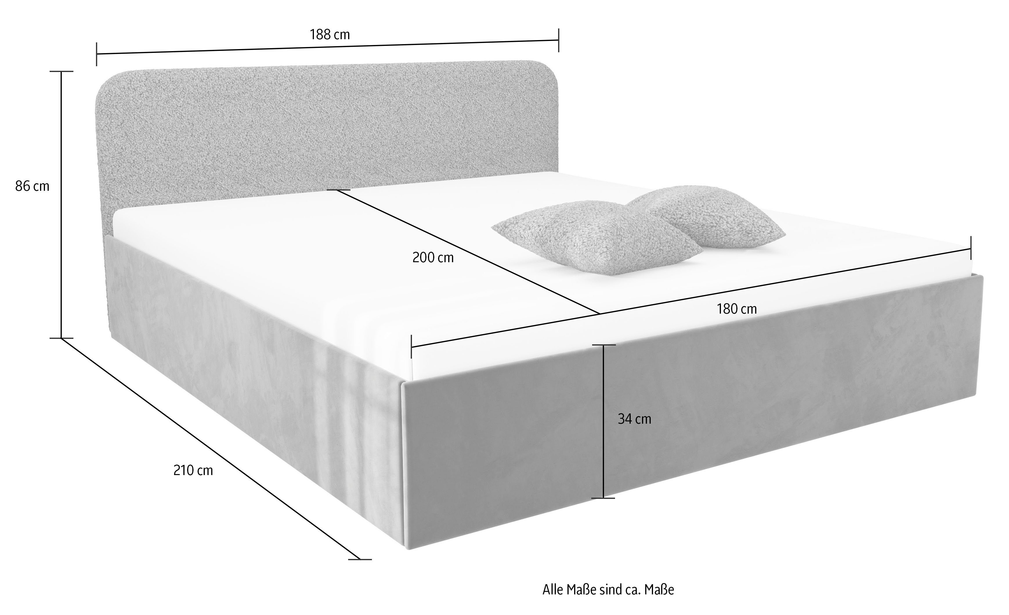 Westfalia Polsterbetten Gestoffeerd bed Shawn bed verkrijgbaar in twee verschillende hoogtes