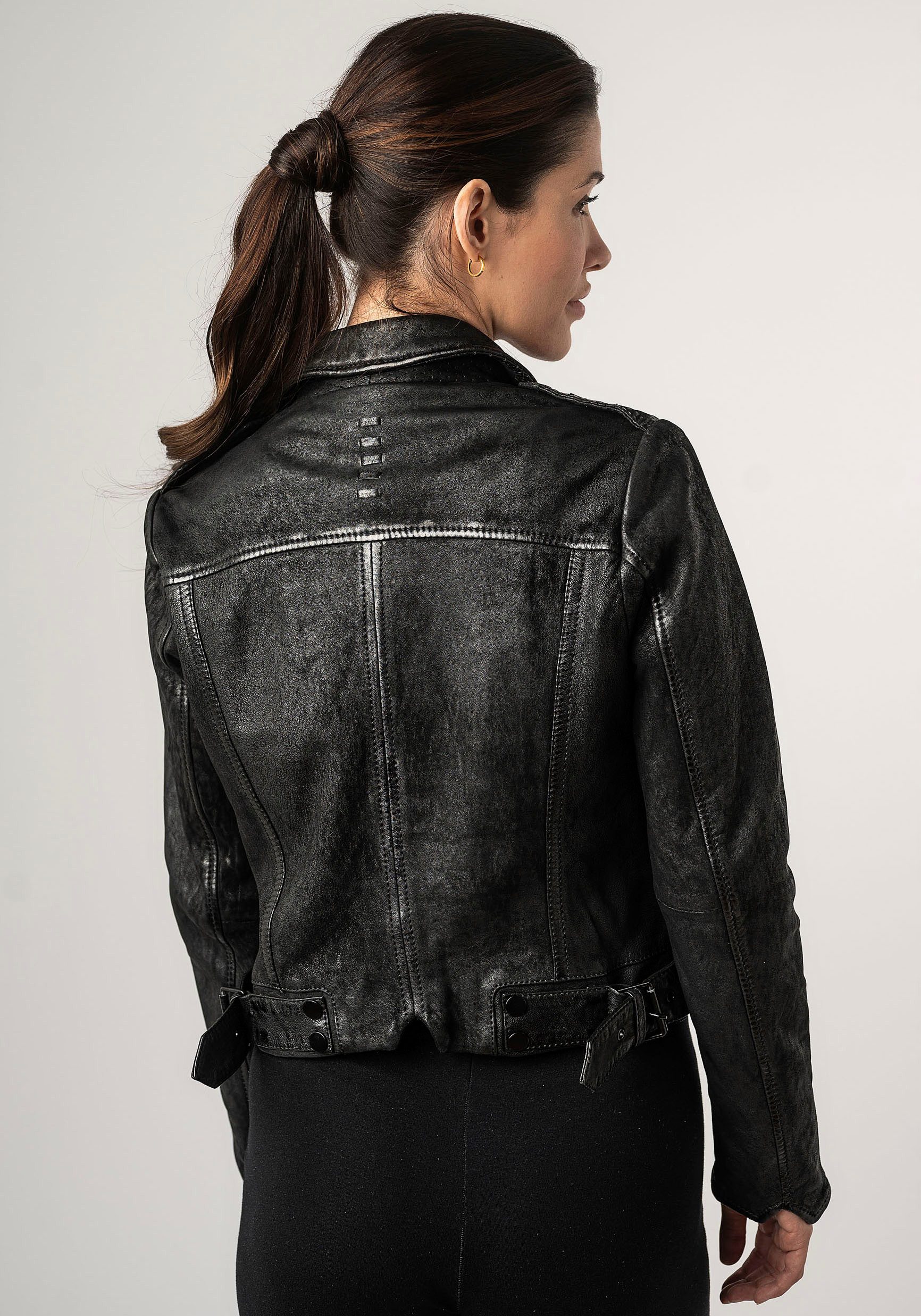 Mauritius Leren jack 2Wmarin STR met schouderflappen, met borstzakken, met studs