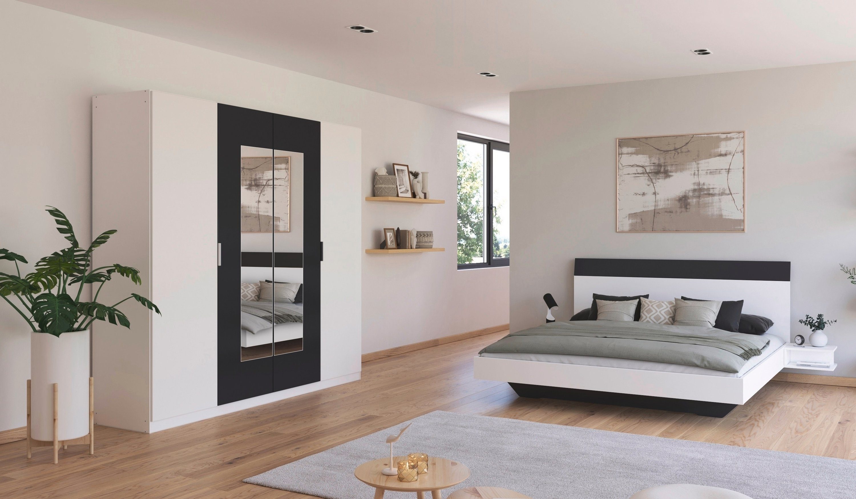 rauch Slaapkamerserie Monza met draaideurkast breedte 226 cm, bedcombinatie in 2 breedtematen