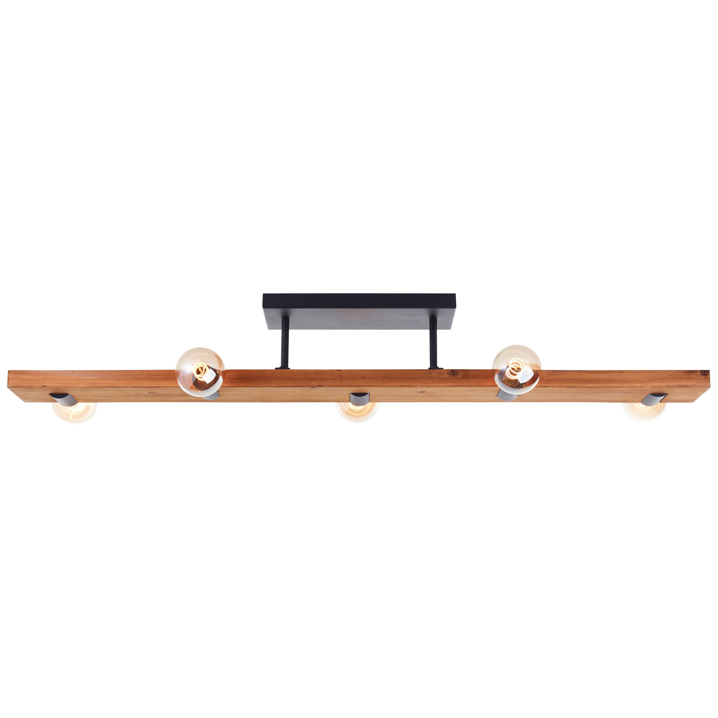 Brilliant Leuchten Plafondlamp Mertes Plafondlamp, E27, 115 x 12,5 cm, hout/metaal, bruin/zwart (1 stuk)