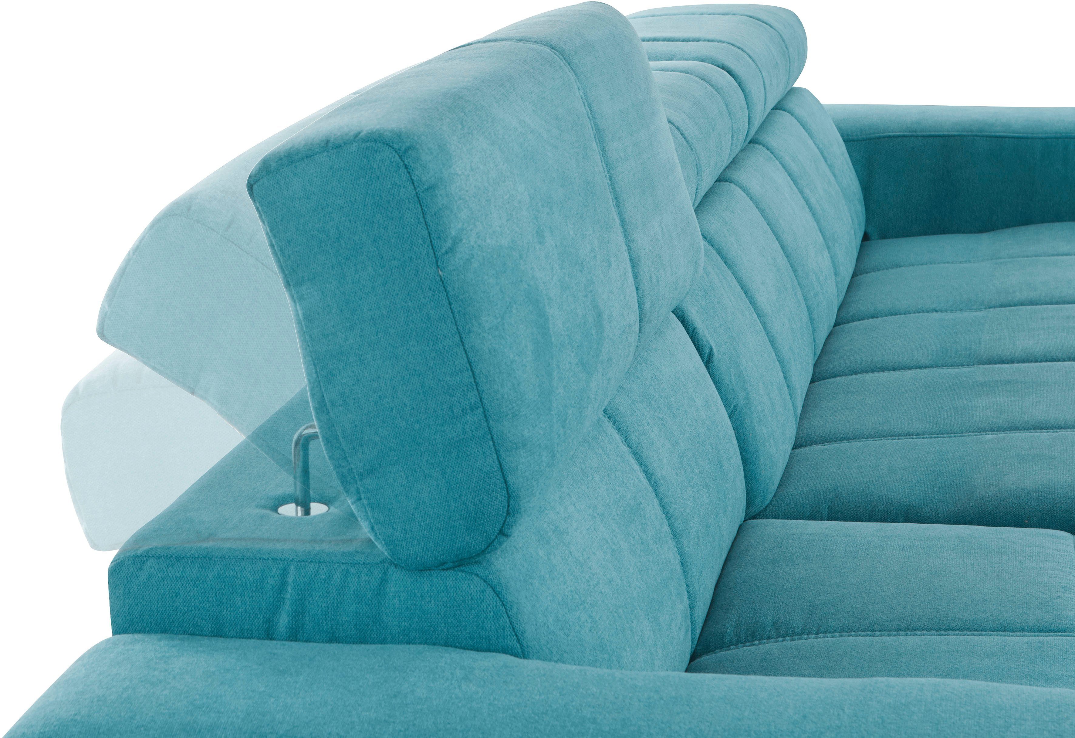 DOMO collection Hoekbank Brandon B/D/H: 289/177/80 cm, keuze met zitdiepteverstelling, L-vorm