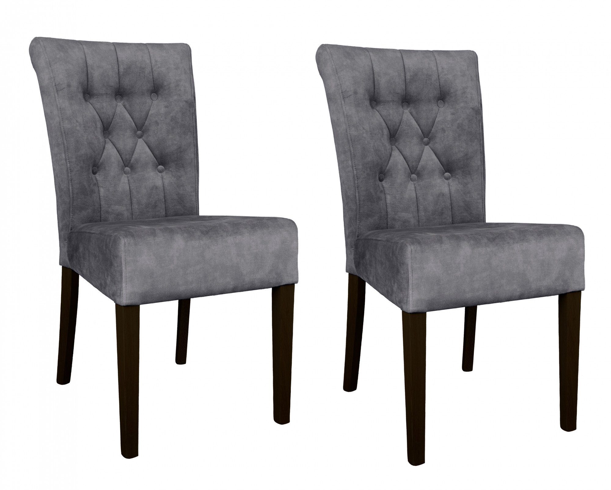 Home affaire Stoel met 4 poten Ravenna Eetkamerstoel met capitonnage (set, 2 stuks) gestoffeerde stoelen grijs