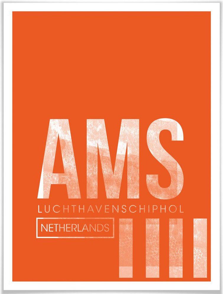 Wall-Art Poster Artprint AMS luchthaven Amsterdam Poster, artprint, wandposter (1 stuk)
