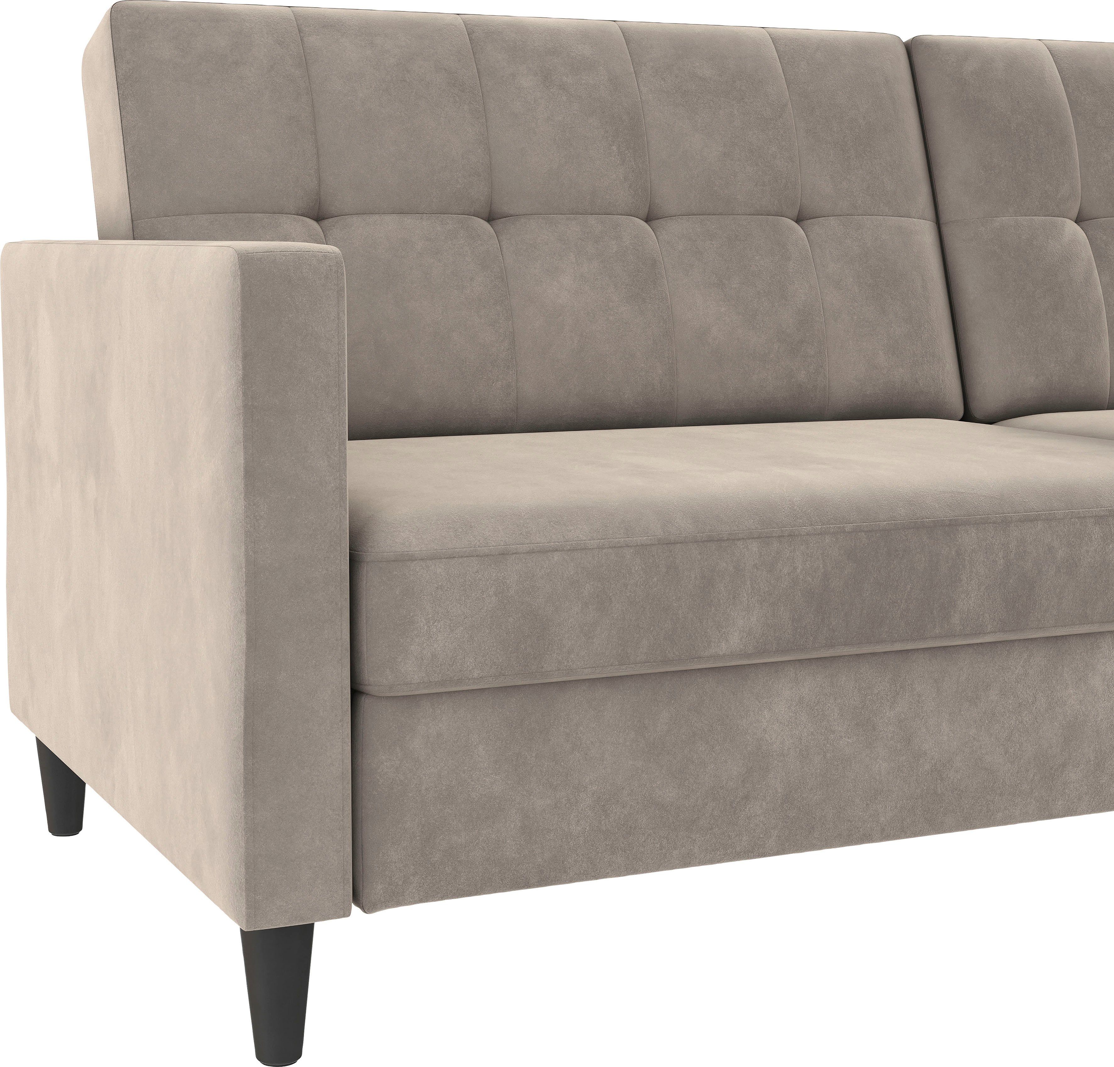 Dorel Home 3-zitsbank Hartford II Slaapfunctie, rugleuning 2-delig, 3-voudig verstelbaar, zithoogte 43 cm