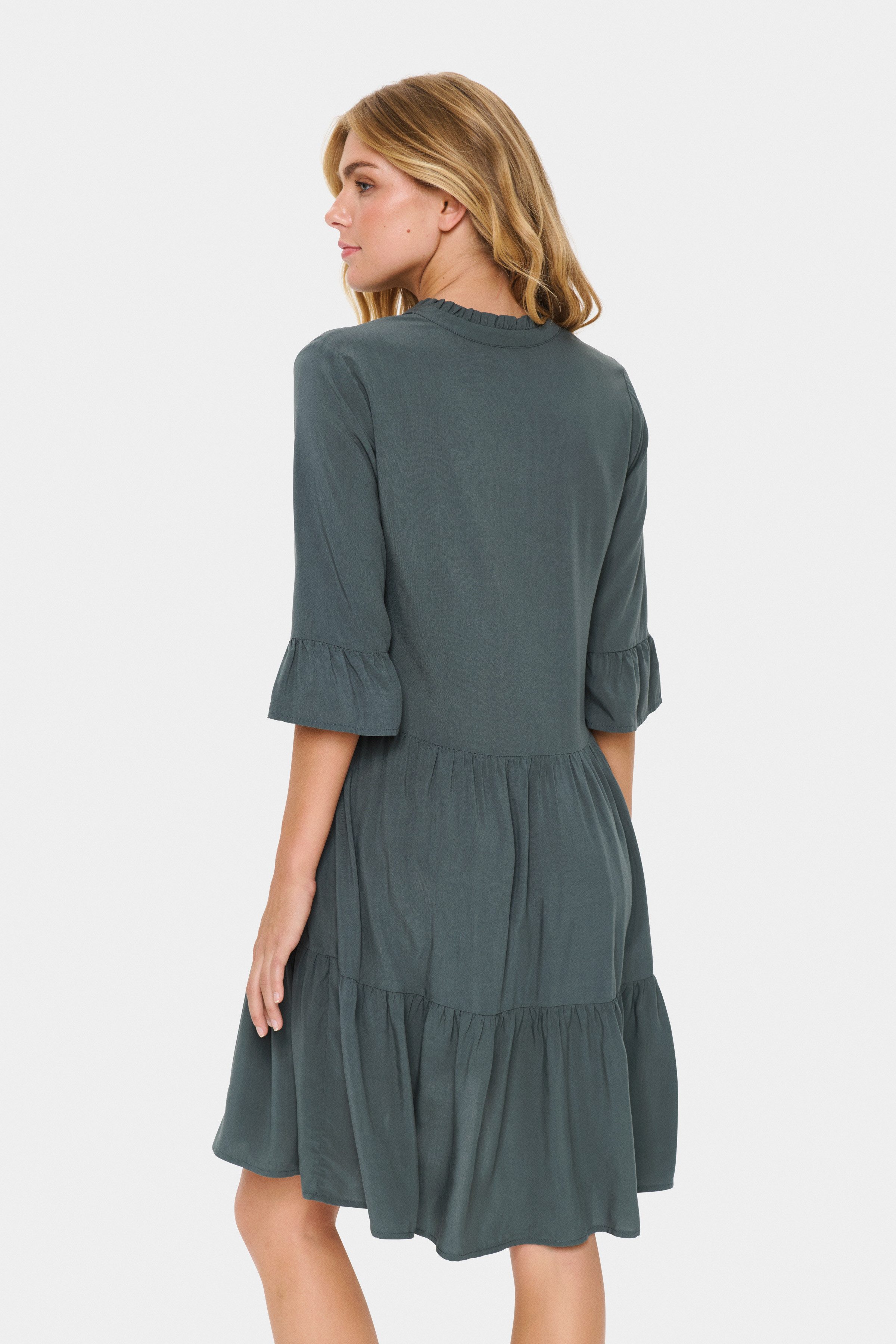 Saint Tropez Blousejurk EdaSZ dress met volants en 3/4 mouwen