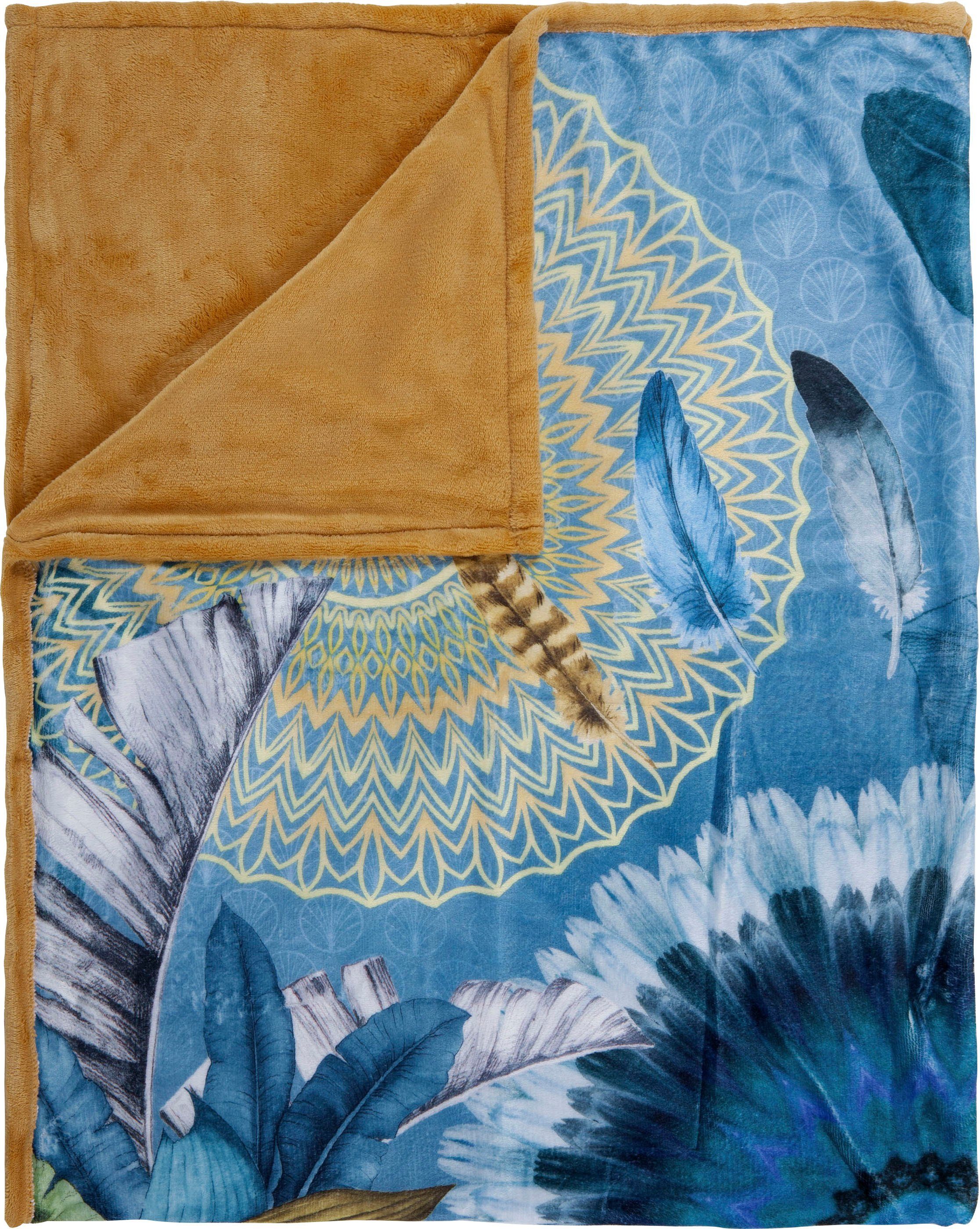 hip Plaid Laska Zeer zacht, knuffeldeken, woondeken, 130x160 cm, omkeerbaar, blauw