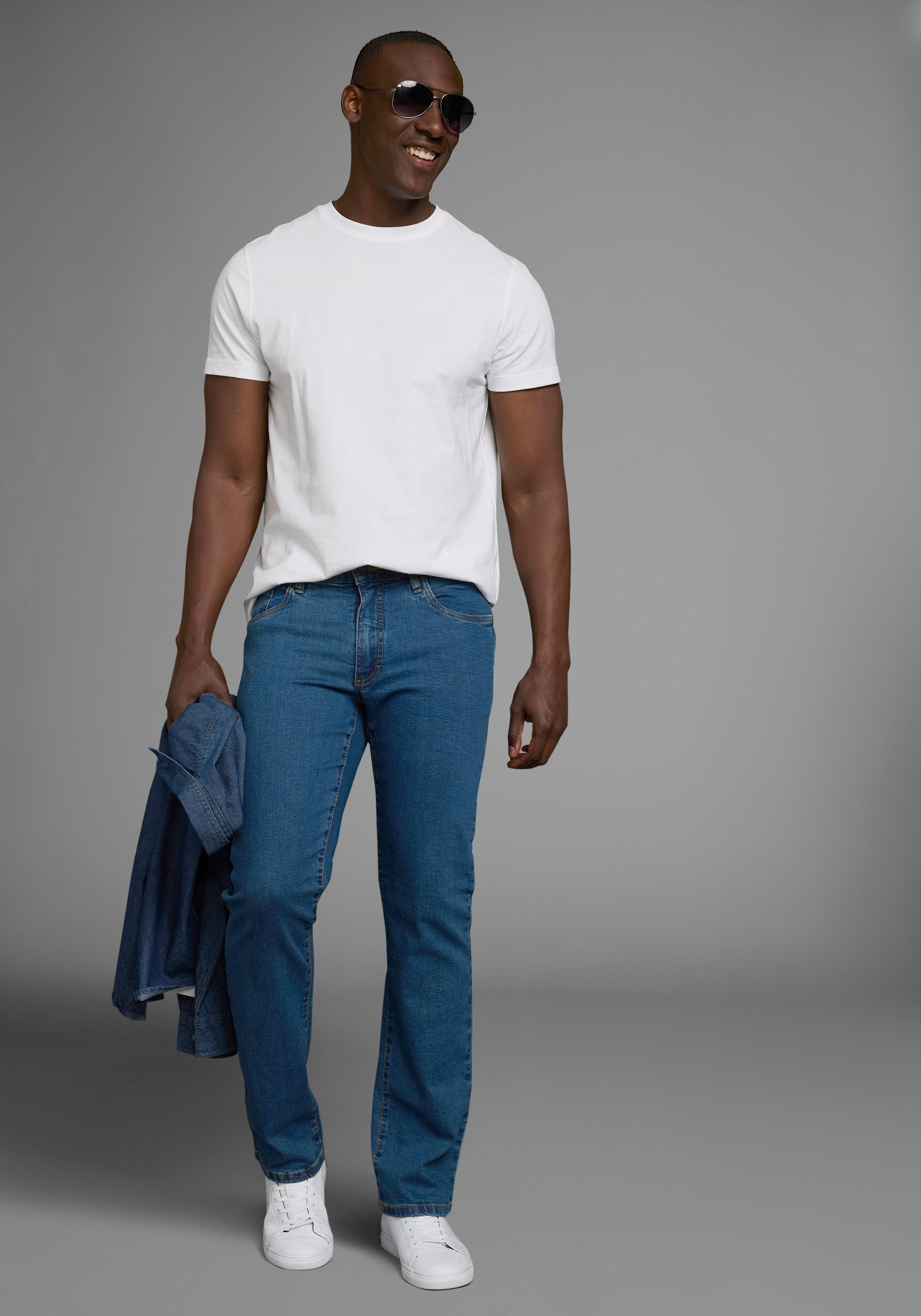 Arizona Stretch jeans John rechte pasvorm, lage taille, met five-pocket-configuratie (set, 2-delig)