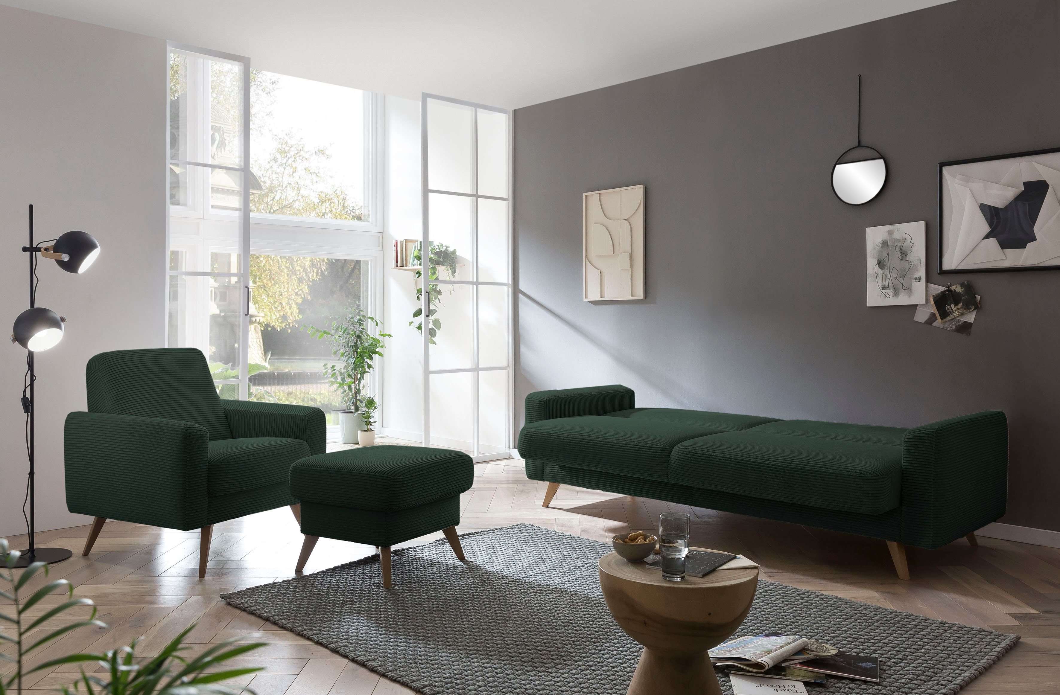 exxpo - sofa fashion 3-zitsbank Samso, elegant en comfortabel, actuele cord bekleding, kantelbank